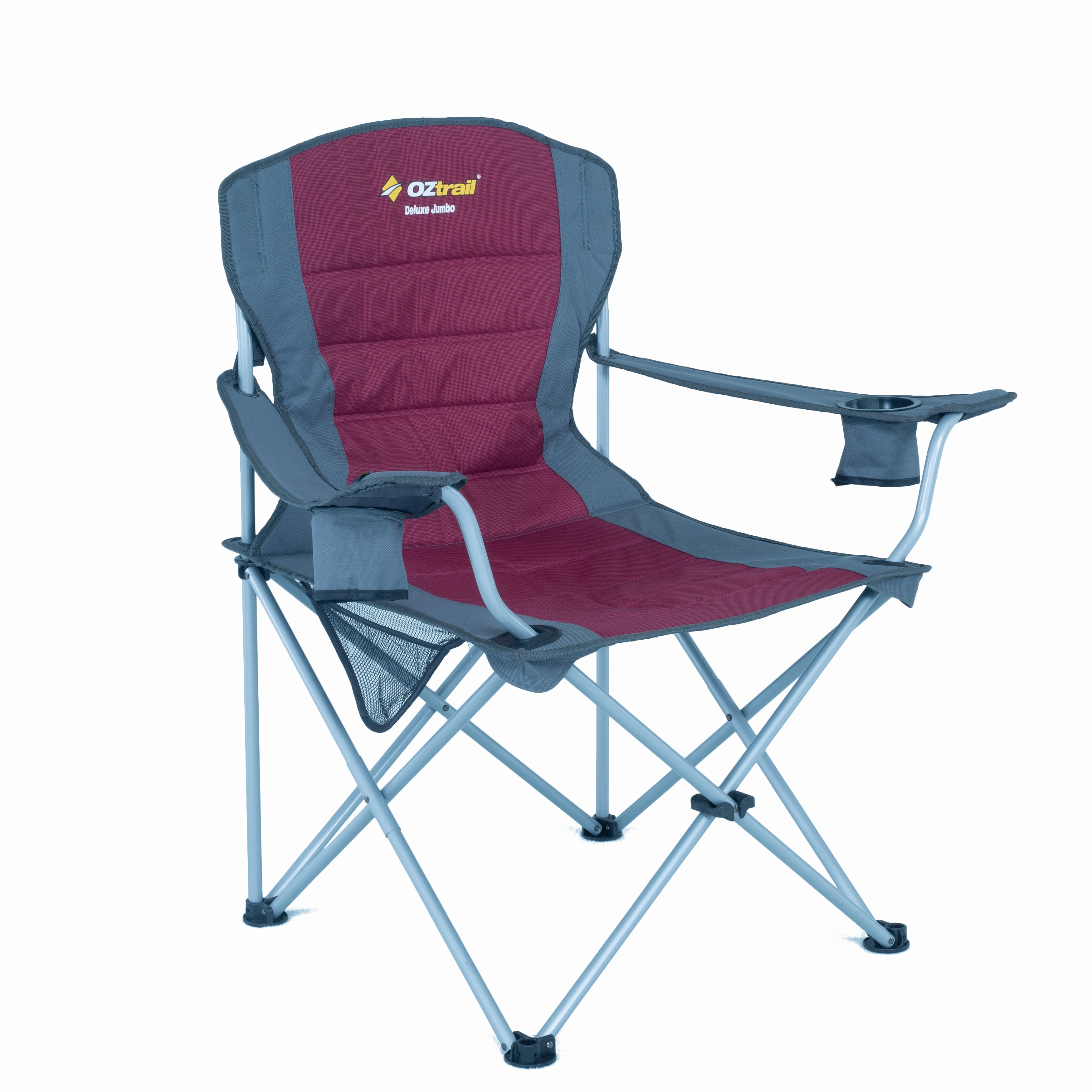 Oztrail Deluxe Jumbo Arm Chair 140kg Maroon - Livestainable.co.za