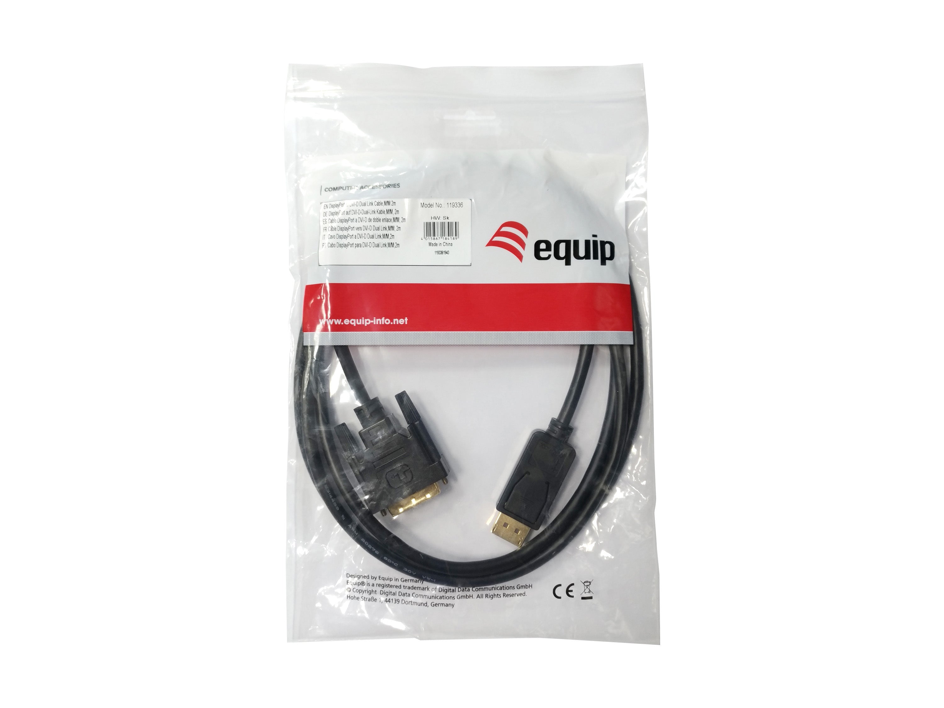 Equip DisplayPort to DVI-D Cable 2M for Video Connections