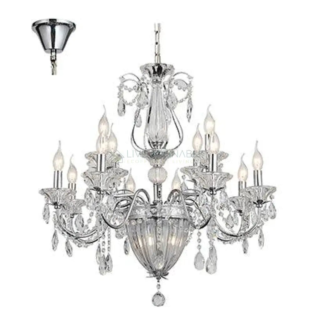 ***12 Lt Chandelier Crystal Chrome E14 12 X 40w + 2 X G9 Led 5 W - Livestainable.co.za