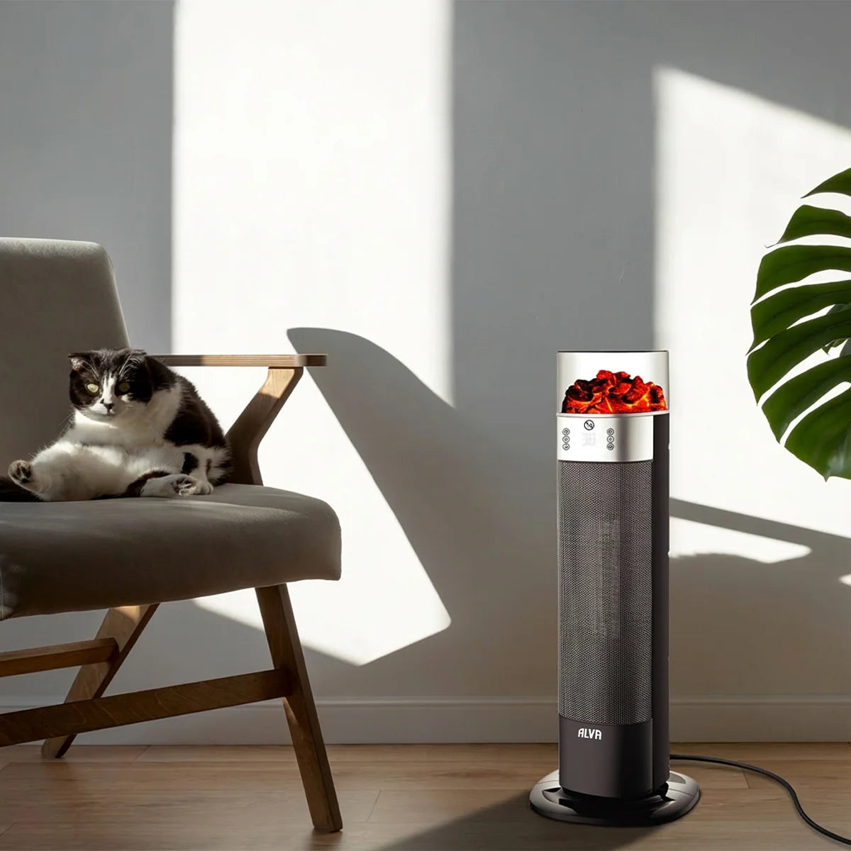 Electric Tower Fan Heater | Light Effect Design | Led Display Panel | Remote Control