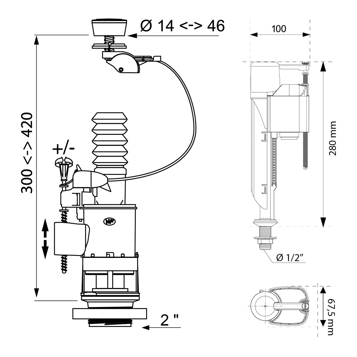 Wirquin Mechanism C/C D/Flush Bibo Mw2 Rigid (Blis