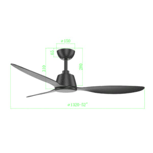 Coastal Breeze Fan Black With Light Kit 1320mm