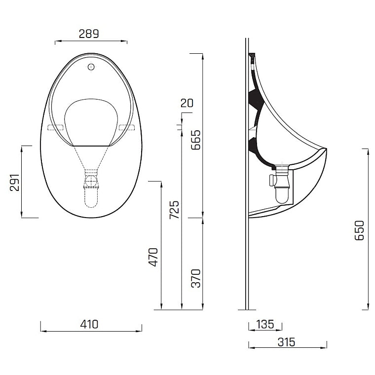 Lecico Bs60 Urinal (Includes 2 X Brackets, Waste, Te Spreader)