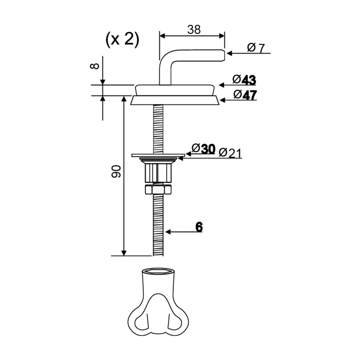 Wirquin Seat Hinge Set Club S/Steel (Bag)