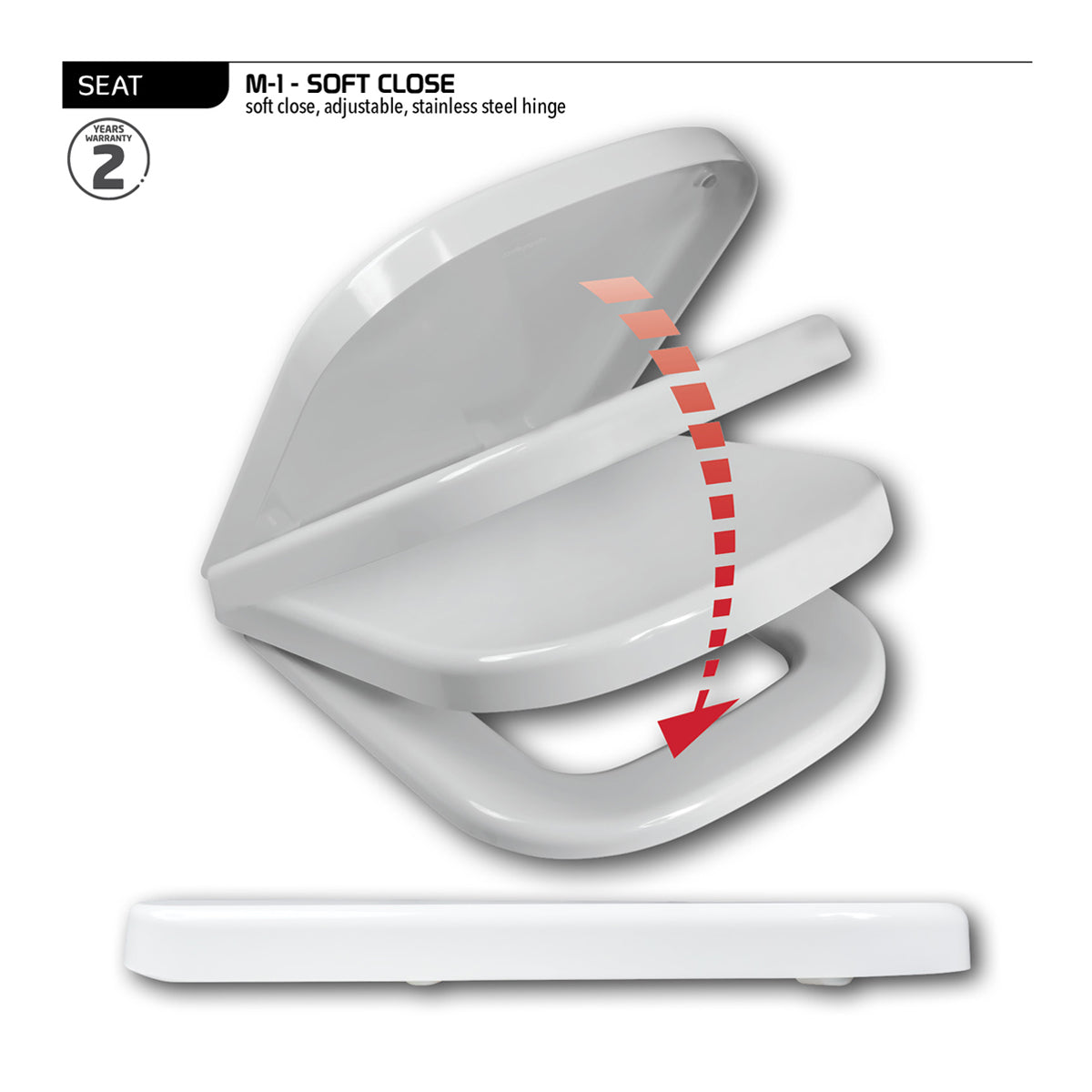 Wirquin Toilet Seat M 1 Soft Close Hinge White
