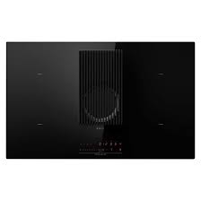Elica 90Cm 4 Zone Aspiration Hob With Downdraft Extractor- Black Glass And Cast Iron Grid