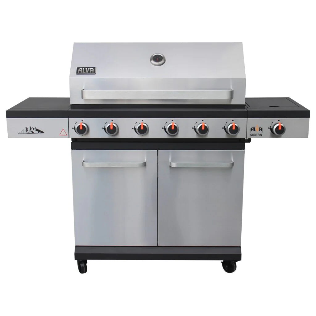 Sierra 6 Burner Bbq With Side Burner – Stainless Steel / Black + Free Tool Set