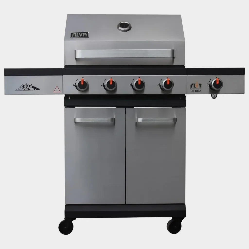 Sierra 4 Burner Bbq With Side Burner – Stainless Steel / Black + Free Tool Set