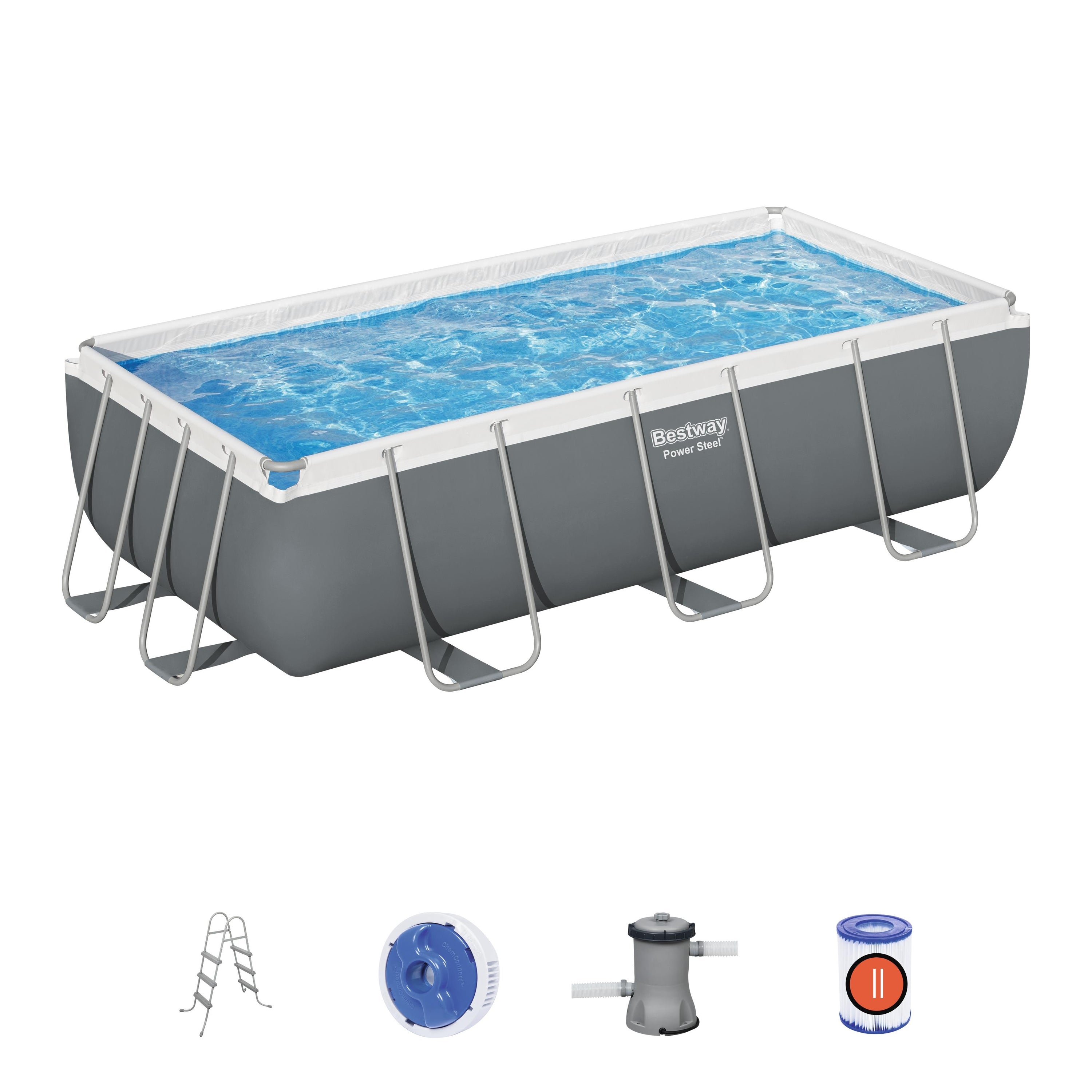 Power Steel Rectangular Frame Pool Set 6478 L 4.04m X 2.01m X 1.00m - Livestainable.co.za