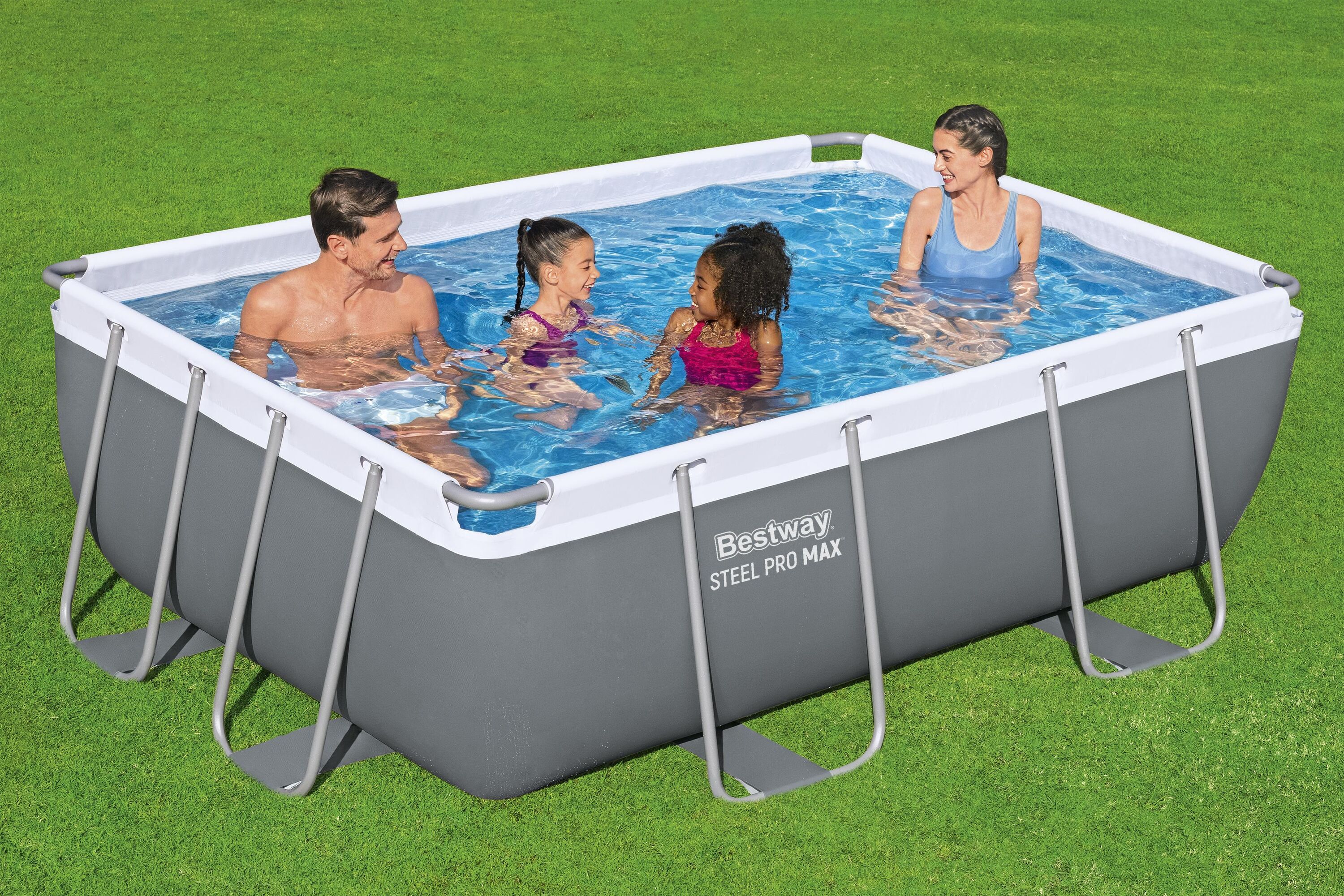 Bestway 2.82m X 1.96m X 84cm Steel Pro Max Rectangular Pool Set 3662 L