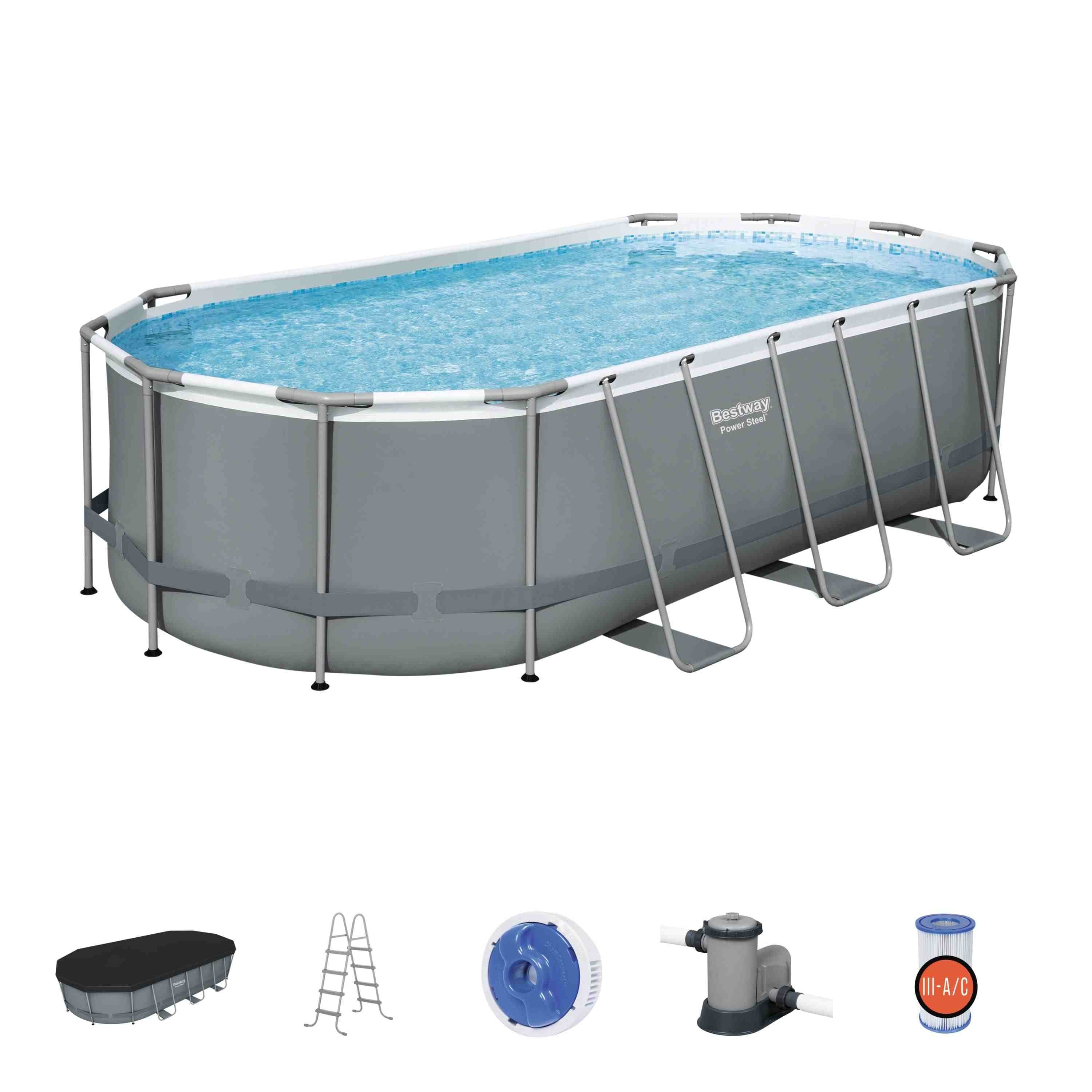 Bestway 5.49m X 2.74m X 1.22m Oval Frame Pool Set - Livestainable.co.za