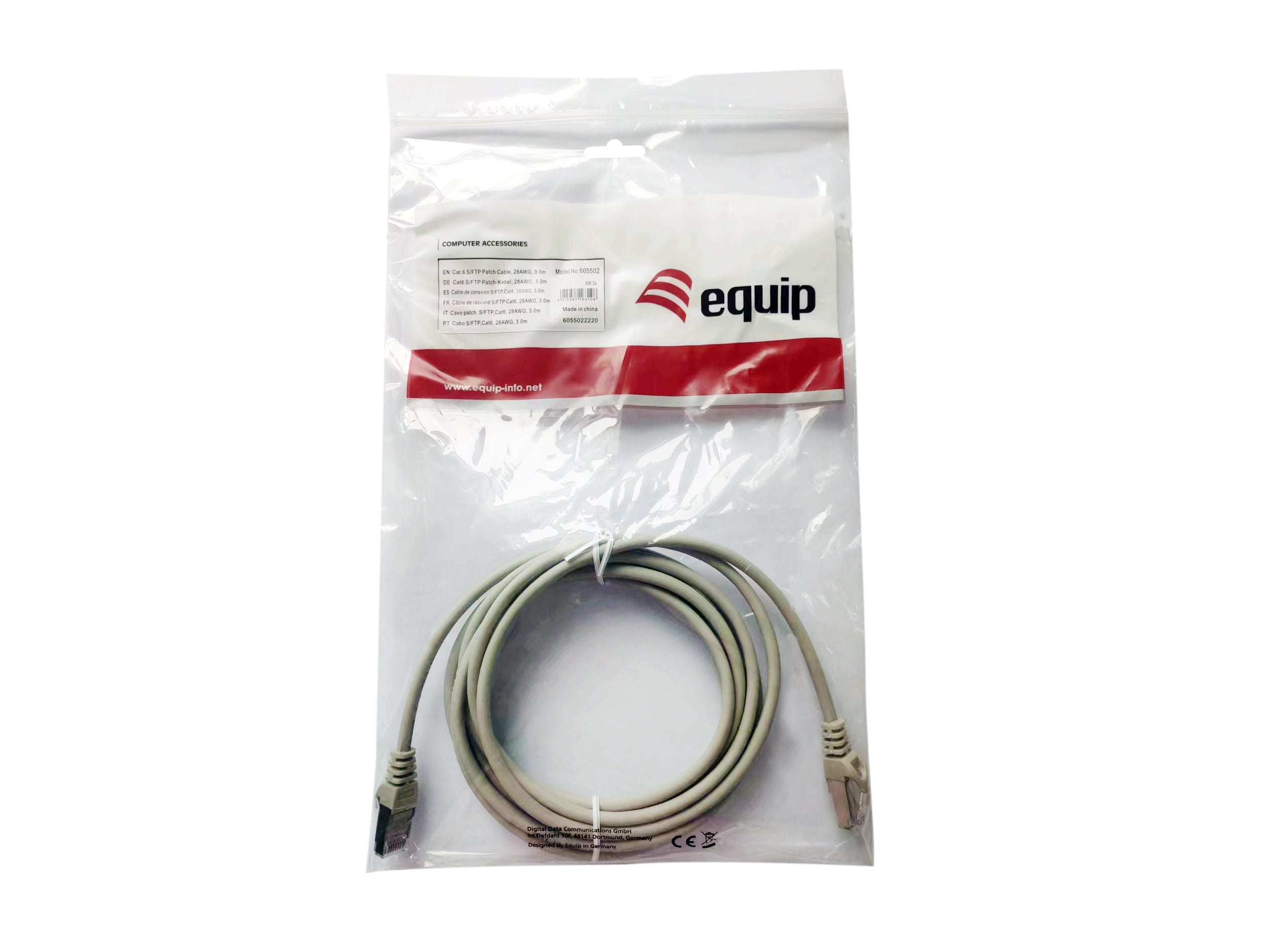 Equip Cat6 S/FTP Patch Cable 5m Grey