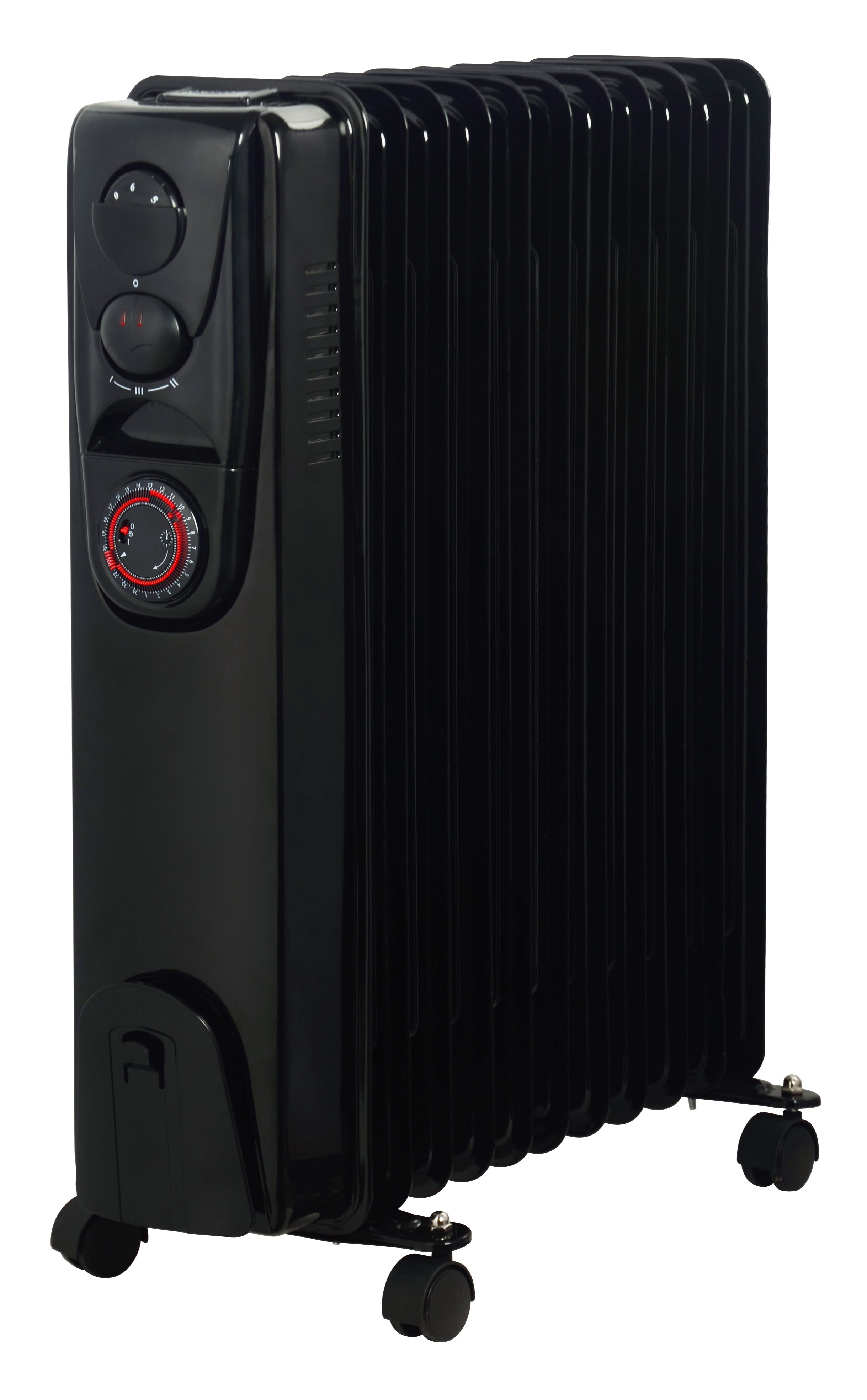 11 Fins 2500 W Oil Filled Heater Timer Function Glossy Black