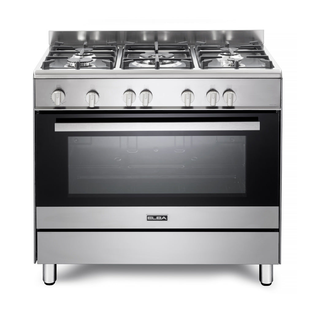 Elba Classic 90Cm 5 Burner Gas Cooker With Gas Oven- Stainless Steel