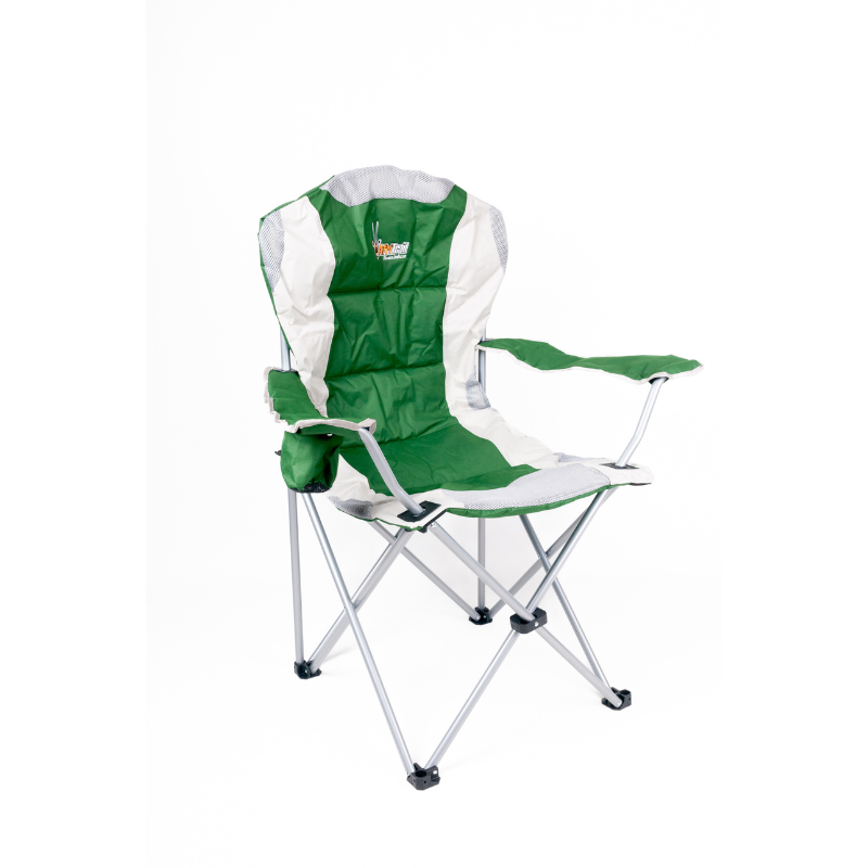 Afritrail Roan Deluxe Padded Folding Armchair Green 140kg - Livestainable.co.za