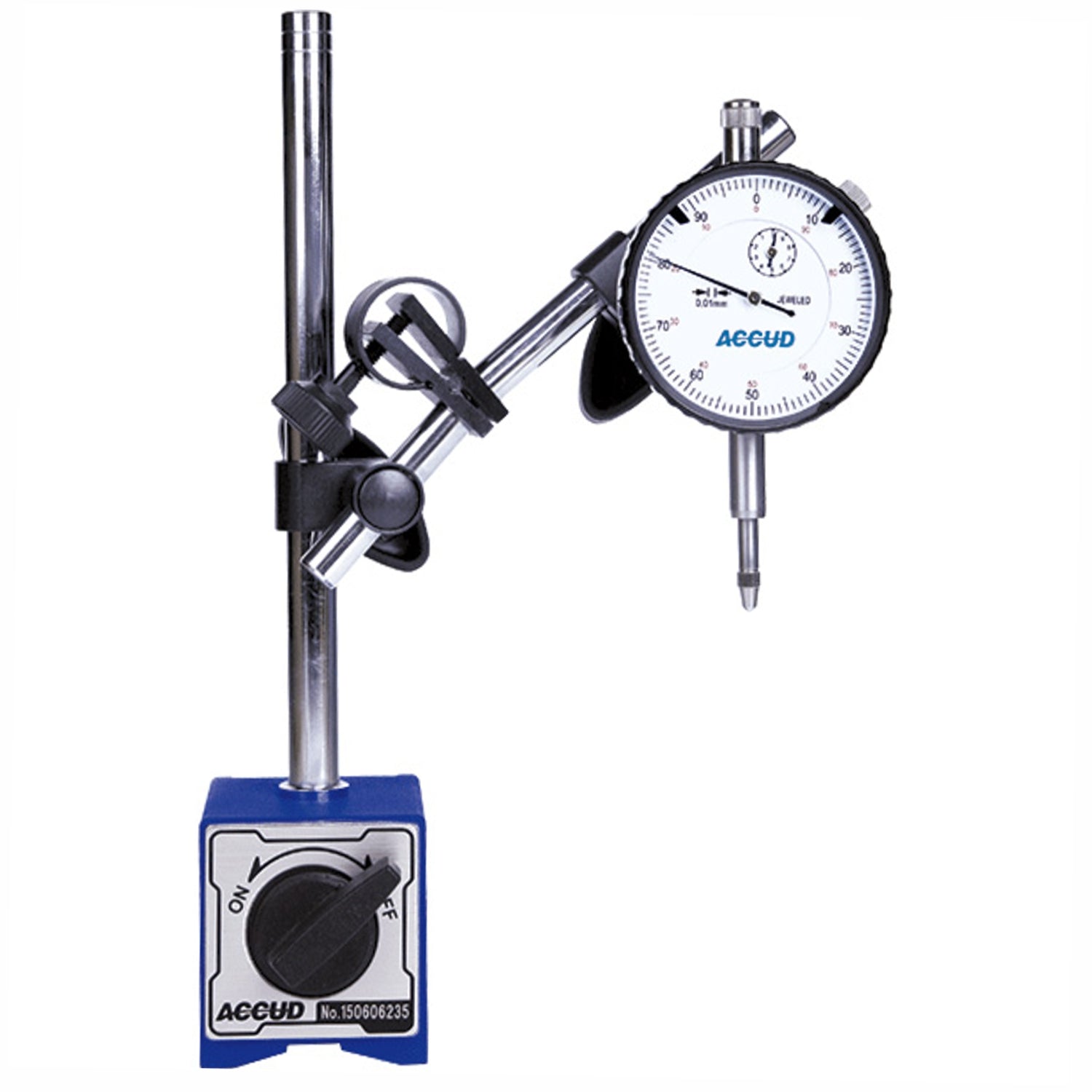 Accud 2 Pc Measuring Tool Set 25 Mm Dial Indicator With Magnetic Stand