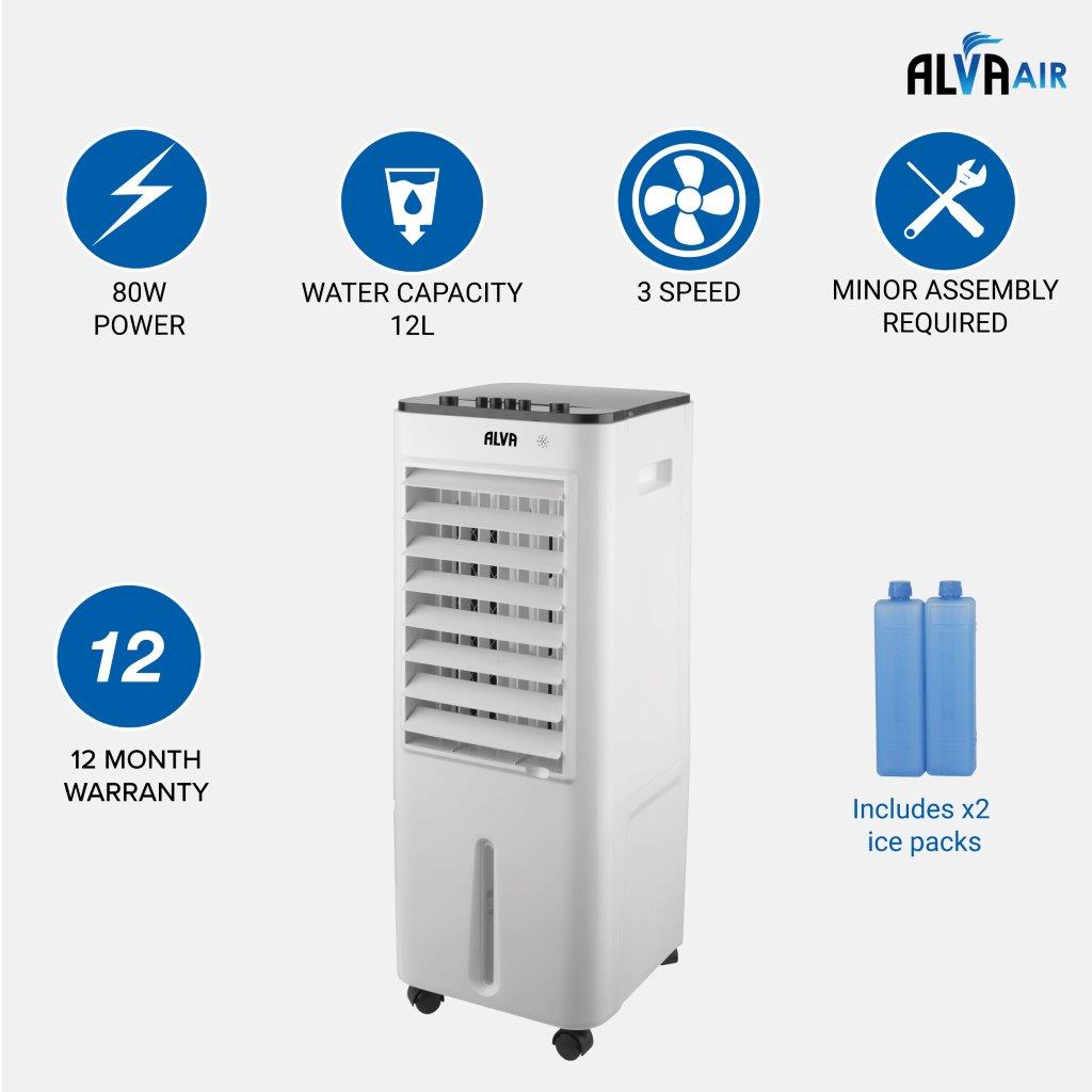 12 L Evaporative Air Cooler | Fan | Humidifier