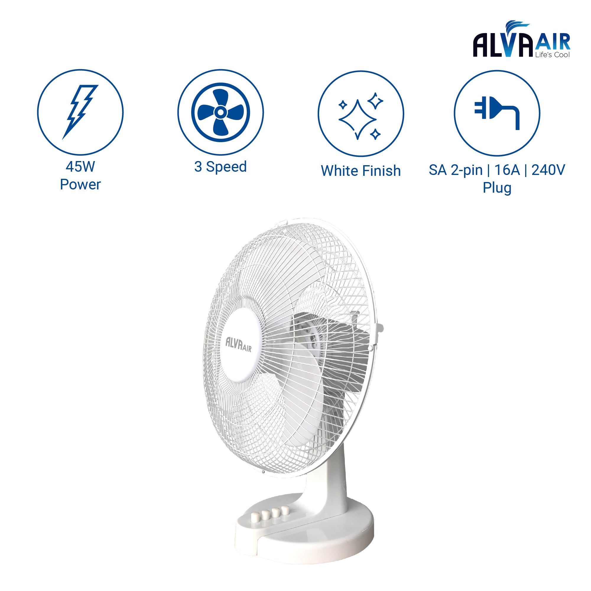 40cm Plastic Desk Fan (White)