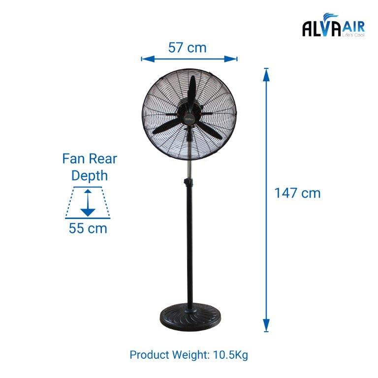 50cm Industrial Pedestal Fan Metal Telescopic (Matt Black)