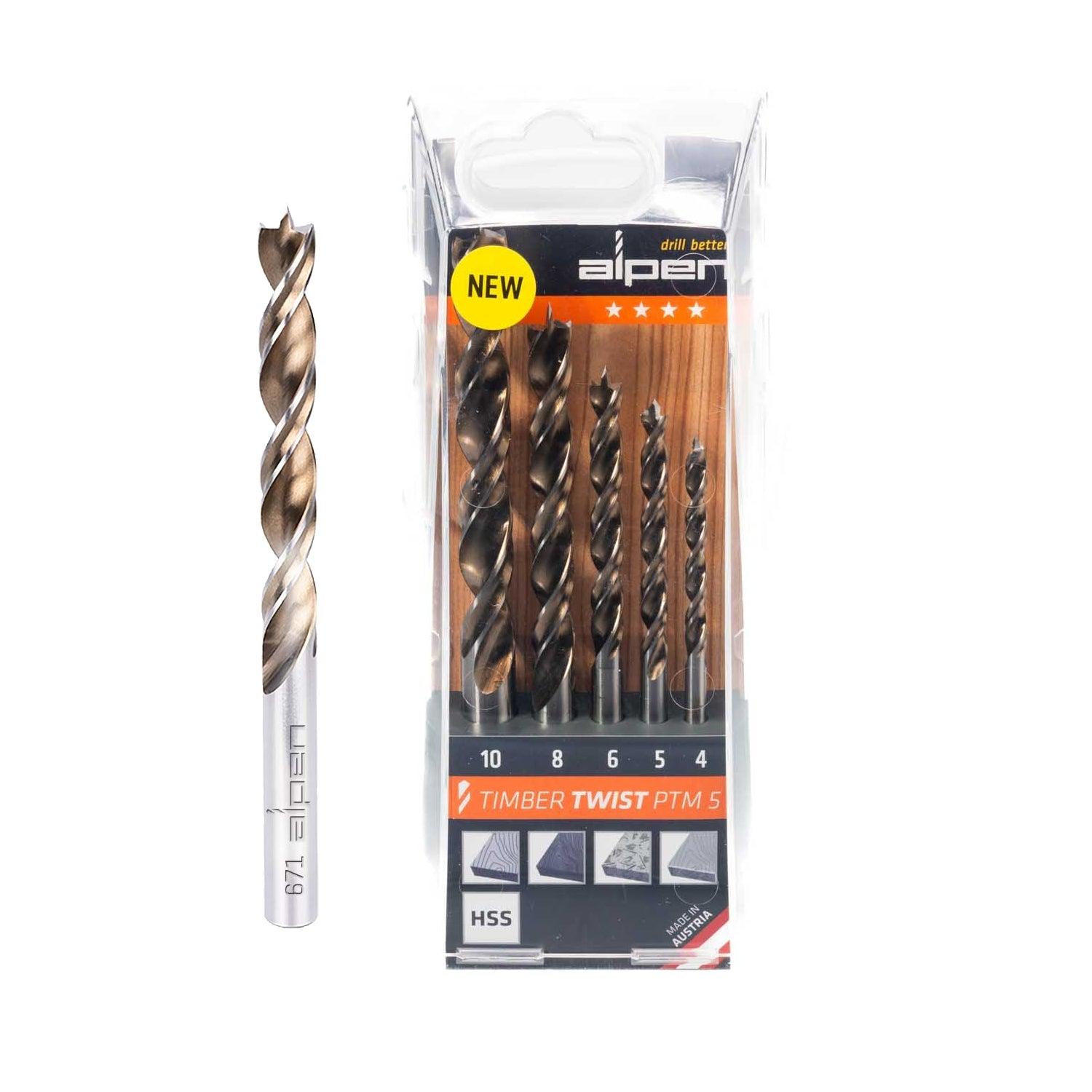 Timber Twist Wood Drill Bit Set Ptm5 5 4, 5, 6, 8, 10.0 Mm - Livestainable.co.za