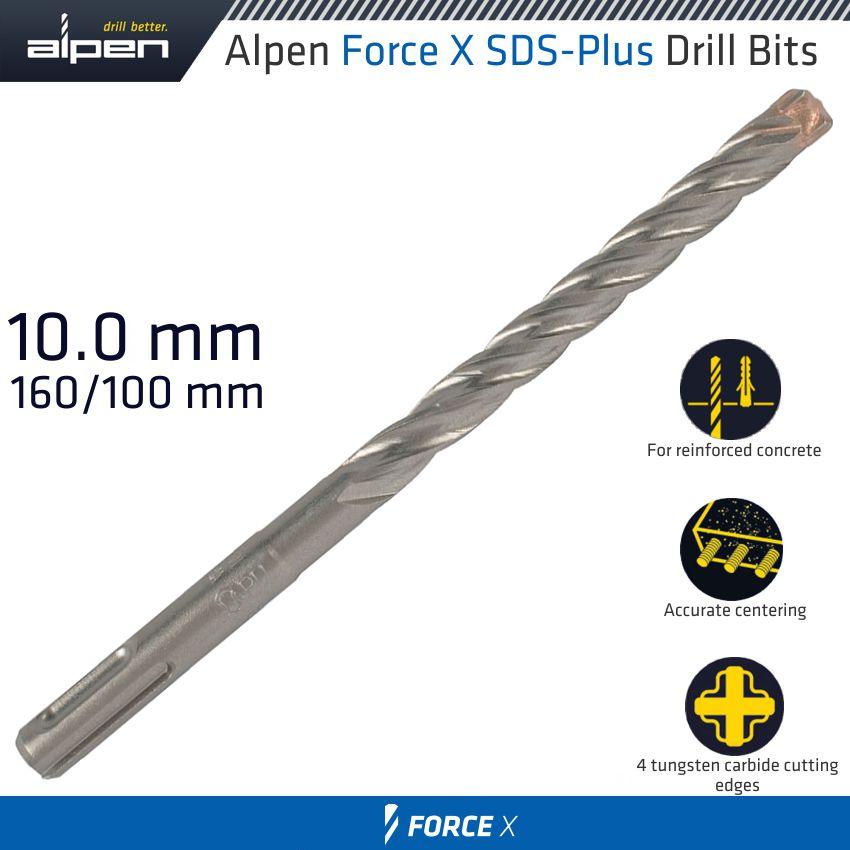 Force X 10.0 X160/100 Sds Plus Rebar Drill Bit X4 Cutting Edges Bulk - Livestainable.co.za