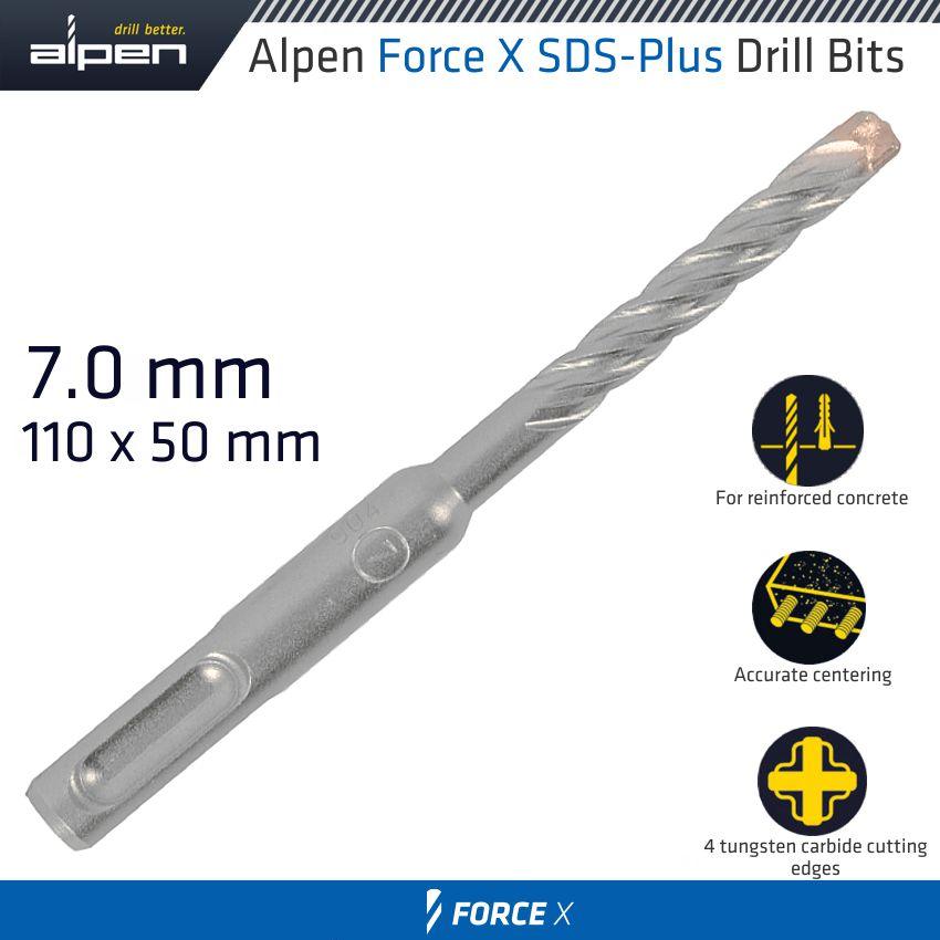 Force X 7.0 X 110/050 Sds Plus Rebar Drill Bit X4 Cutting Edges - Livestainable.co.za