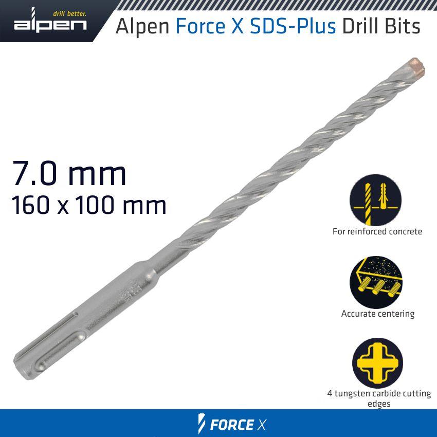 Force X 7.0 X 160/100 Sds Plus Rebar Drill Bit X4 Cutting Edges - Livestainable.co.za