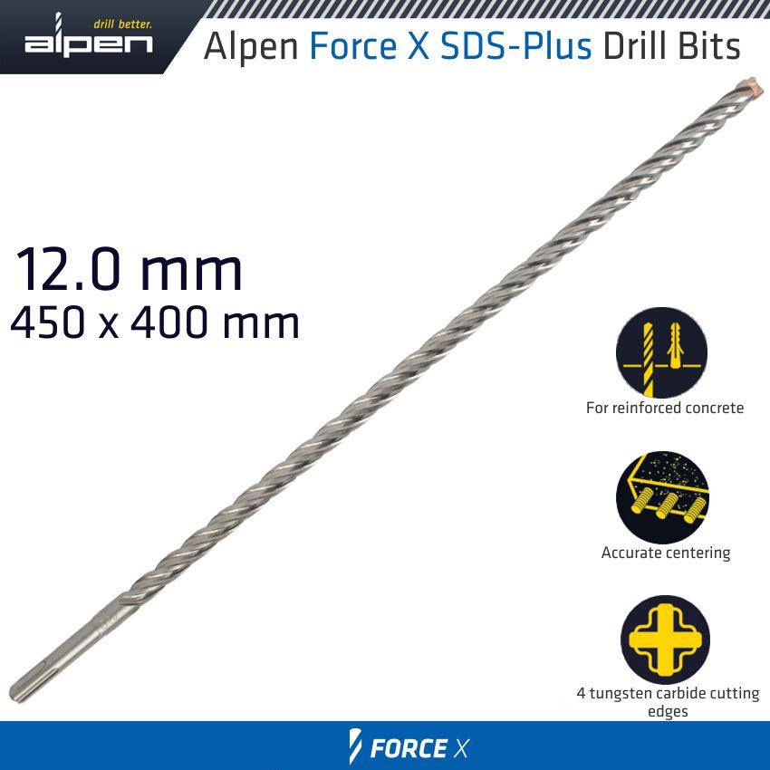 Force X 12.0 X 450/400 Sds Plus Rebar Drill Bit X4 Cutting Edges - Livestainable.co.za