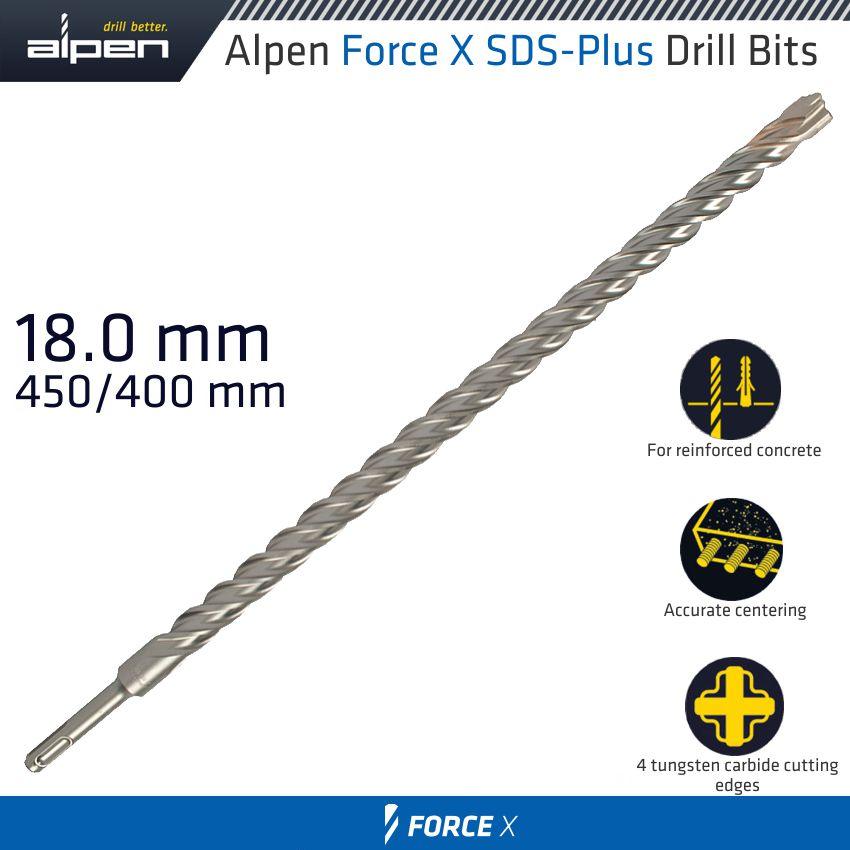 Force X 18.0 X 450/400 Sds Plus Rebar Drill Bit X4 Cutting Edges - Livestainable.co.za