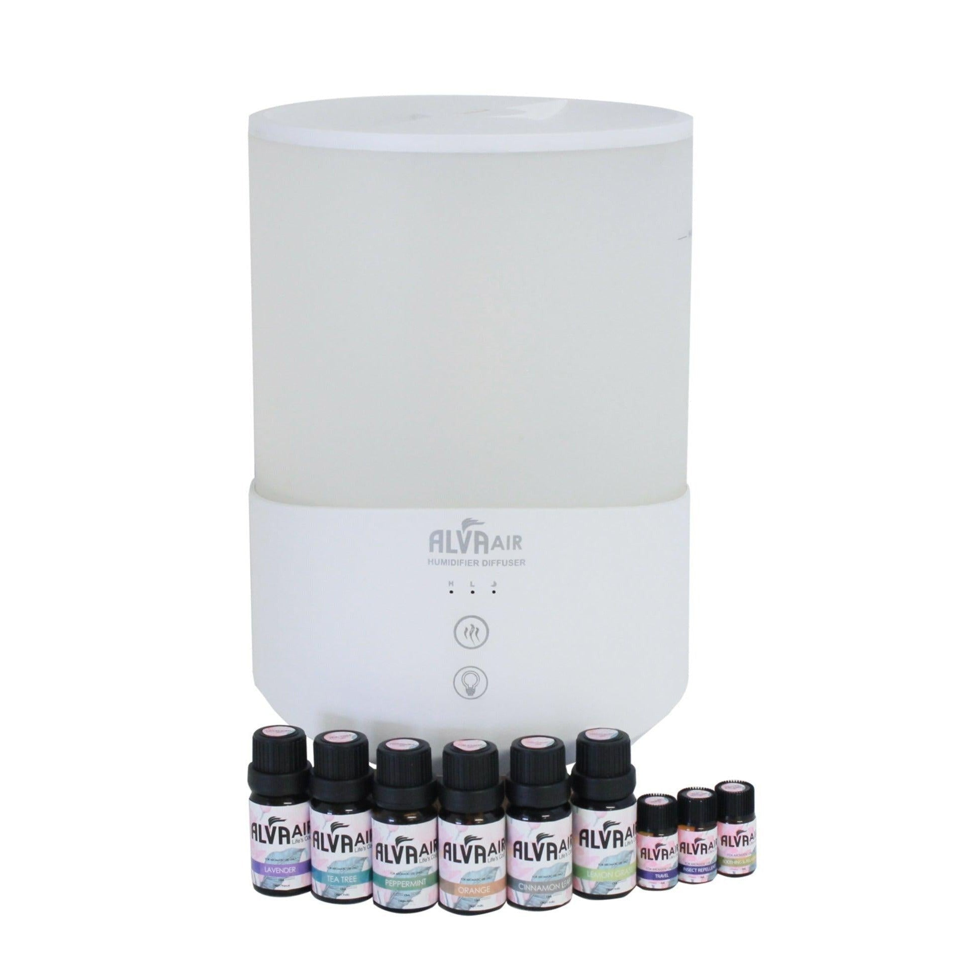 Ultrasonic Humidifier (Diffuser) & 9 Pc Essential Oils Value Bundle