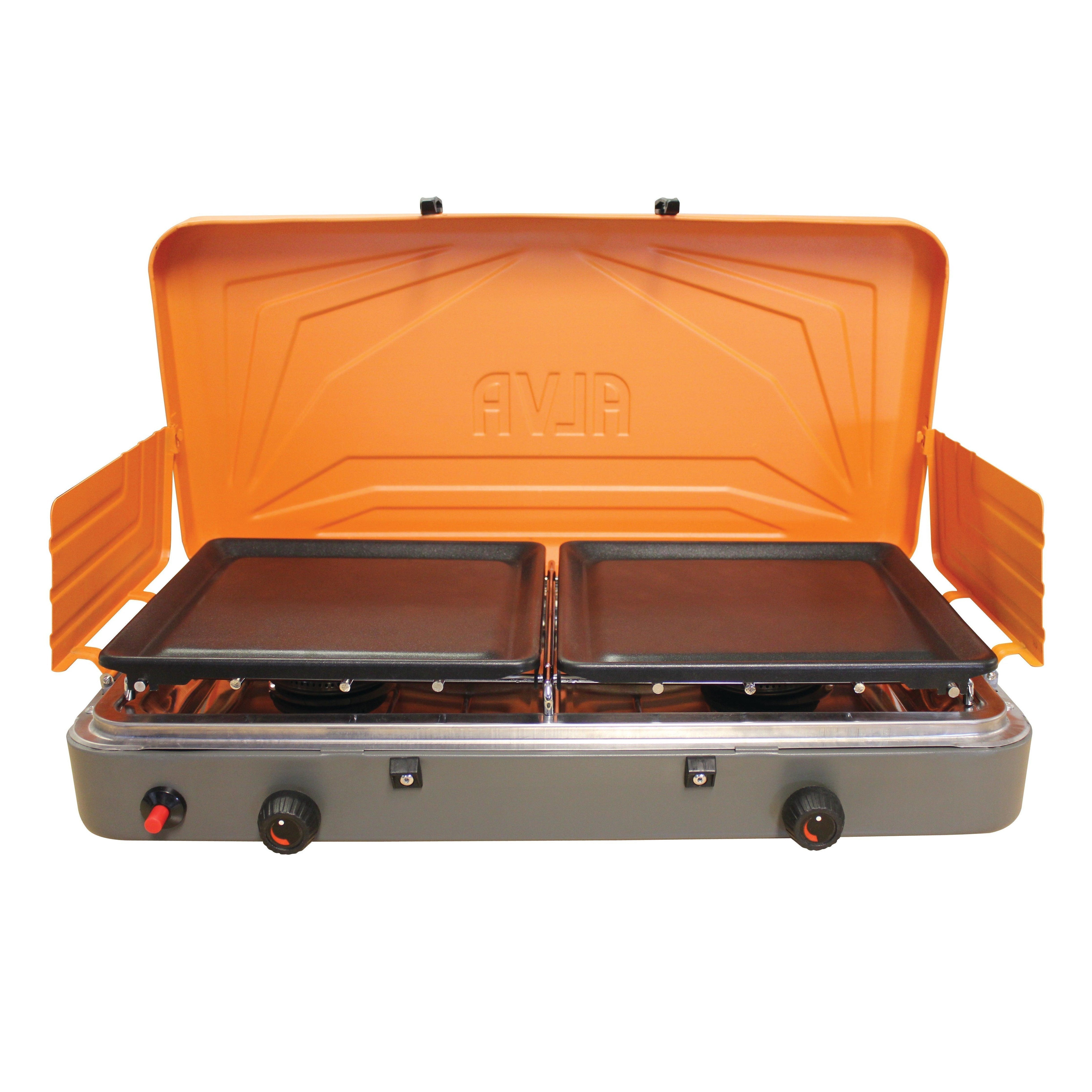 2 Burner Camping Stove With Solid Plates (All In 1 Suitcase)