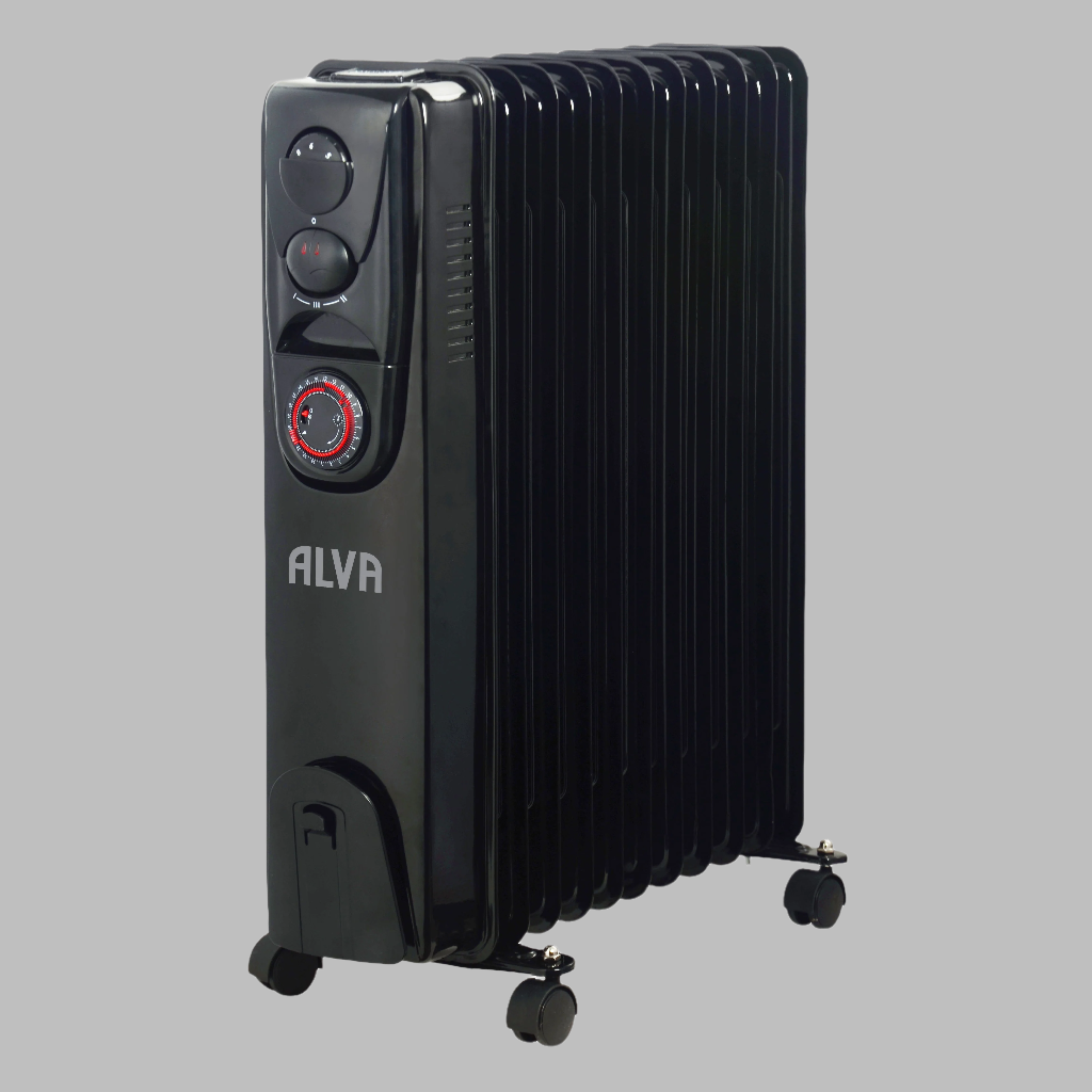 11 Fins 2500 W Oil Filled Heater Timer Function Glossy Black