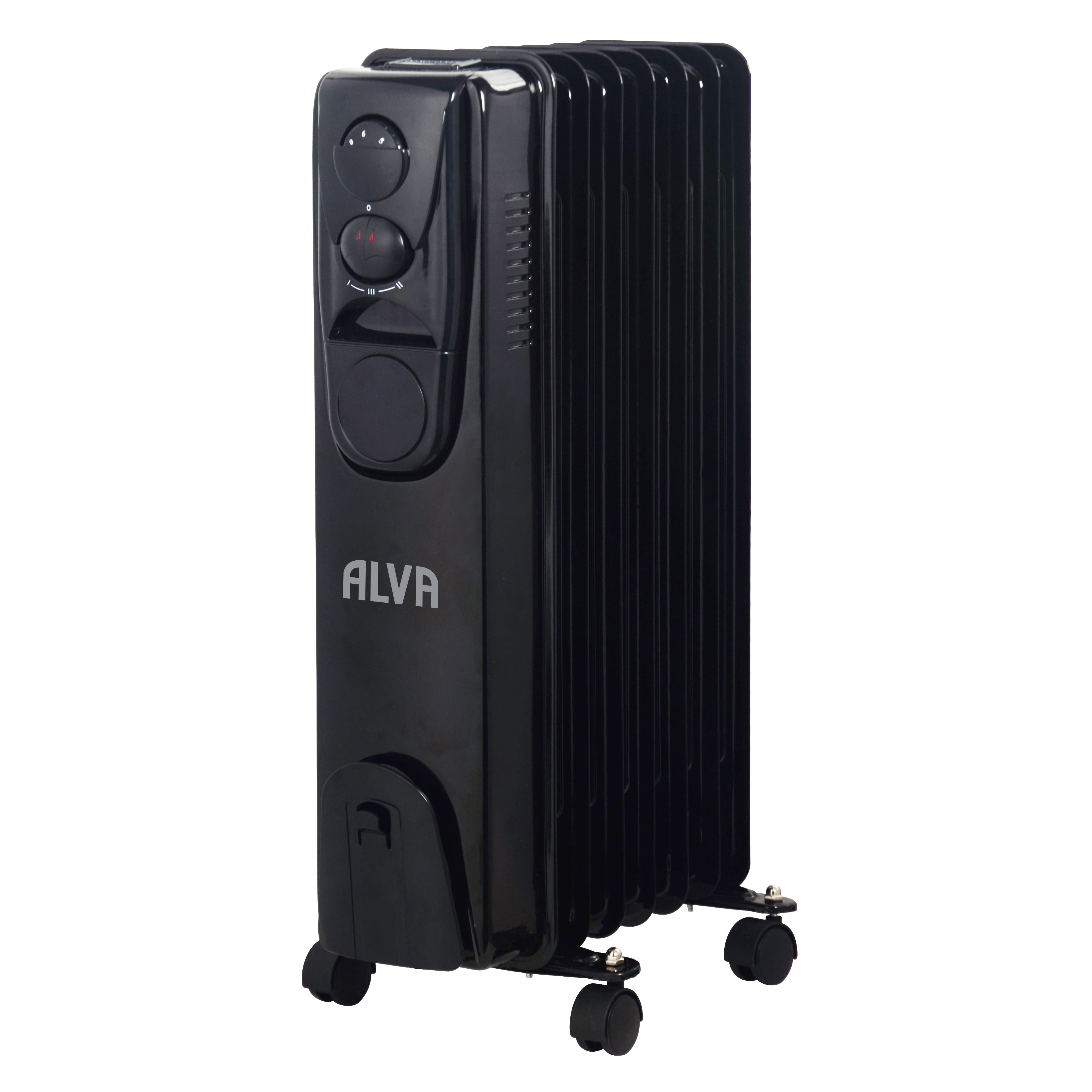 7 Fins 1500 W Oil Filled Heater Glossy Black