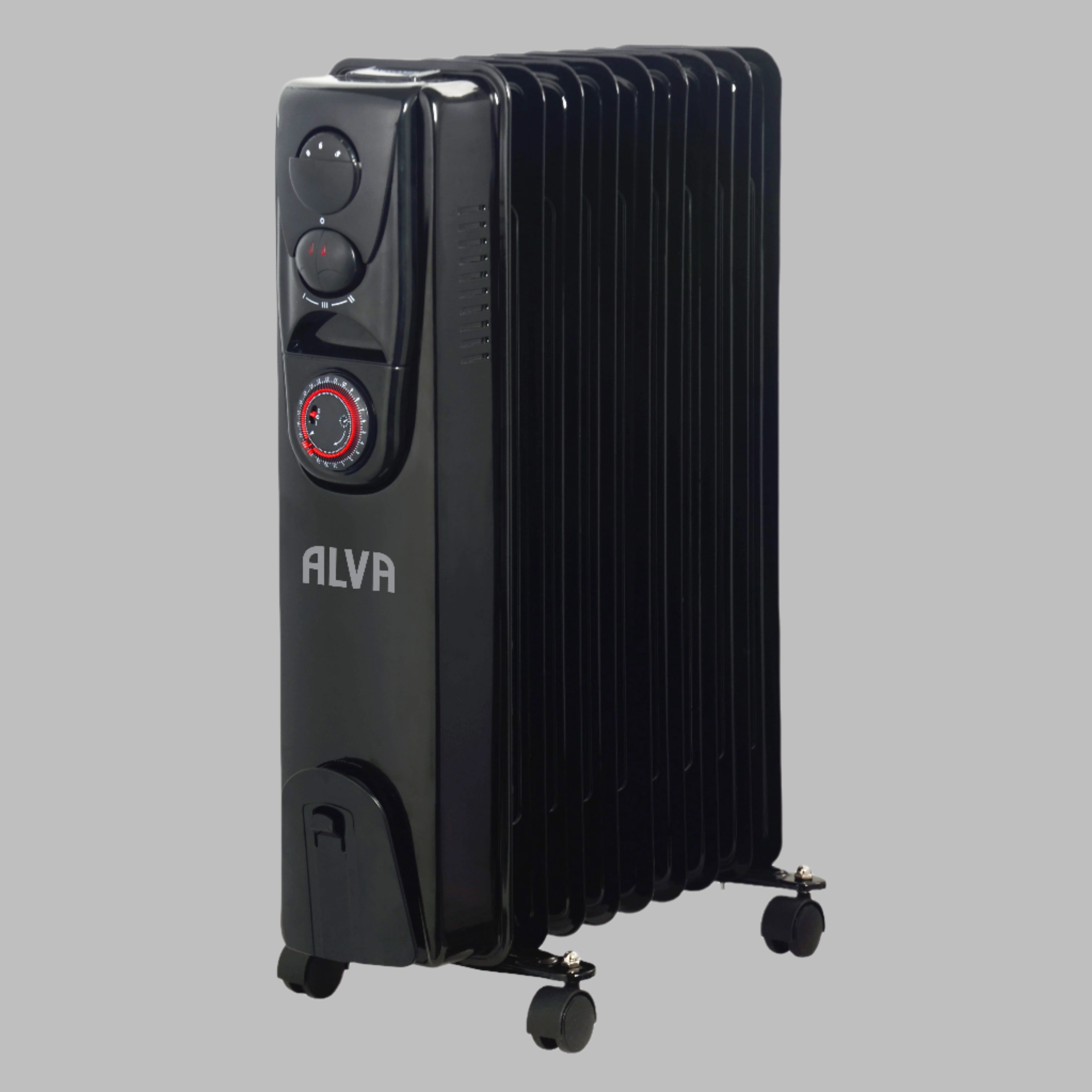 ALVA - 9 FINS 2000W OIL FILLED HEATER - TIMER FUNCTION - GLOSSY BLACK