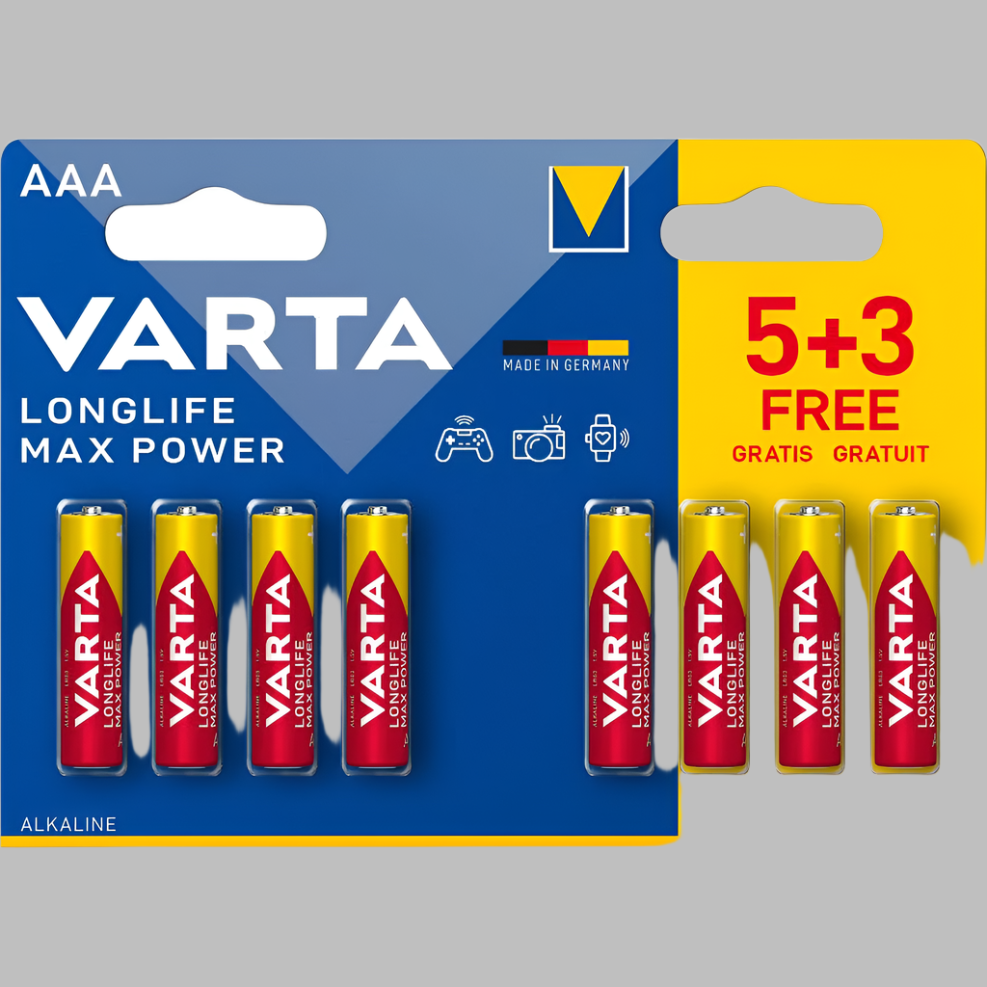 Longlife Max Power Aaa Batteries 8 Pc Value Set (5+3)