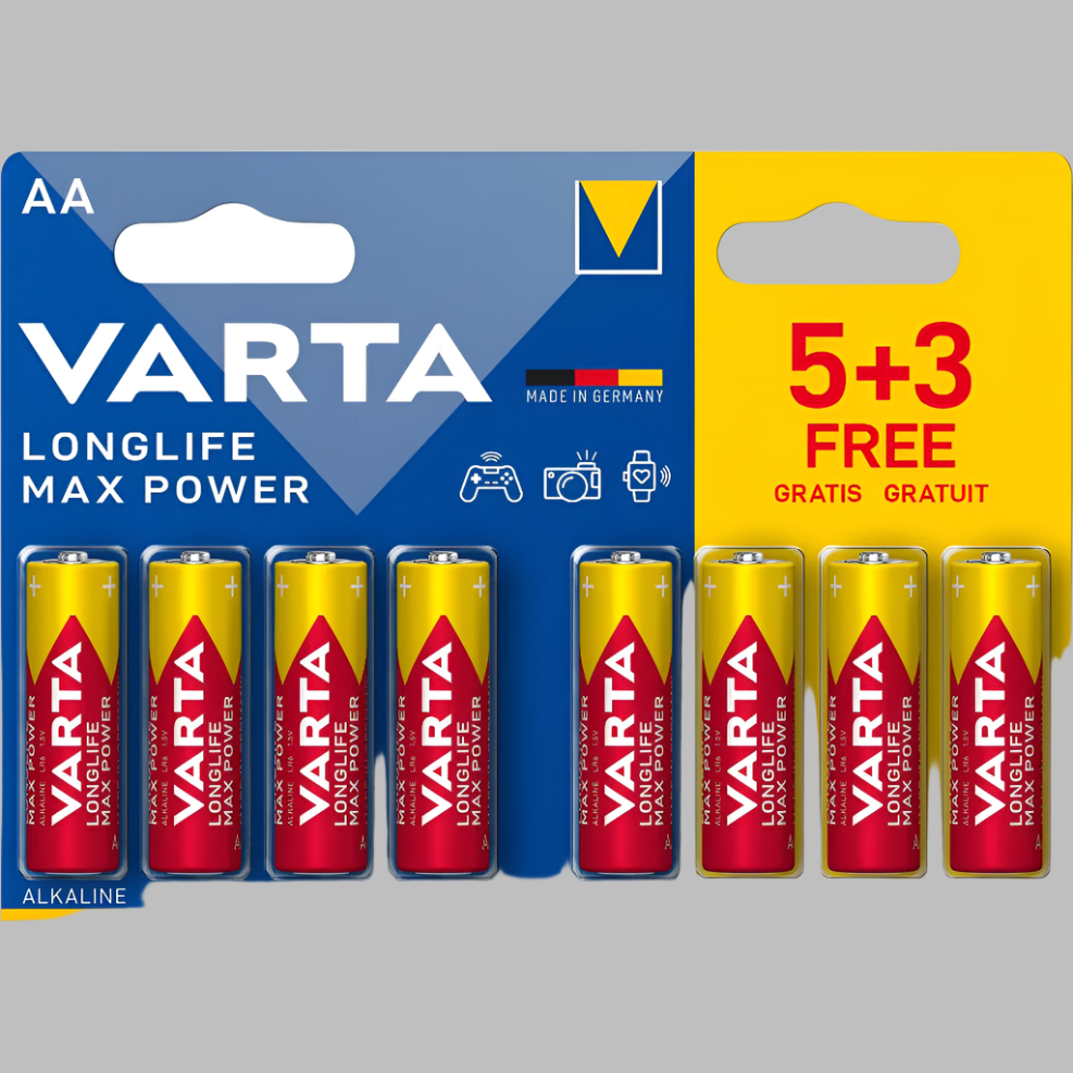 Longlife Max Power Aa Batteries 8 Pc Value Set (5+3)