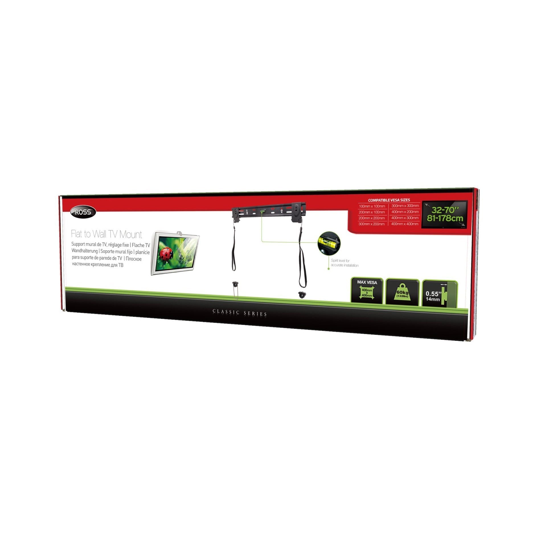 32 70" (81 178 Cm) Flat To Wall Tv Bracket Mount Built In Spirit Level