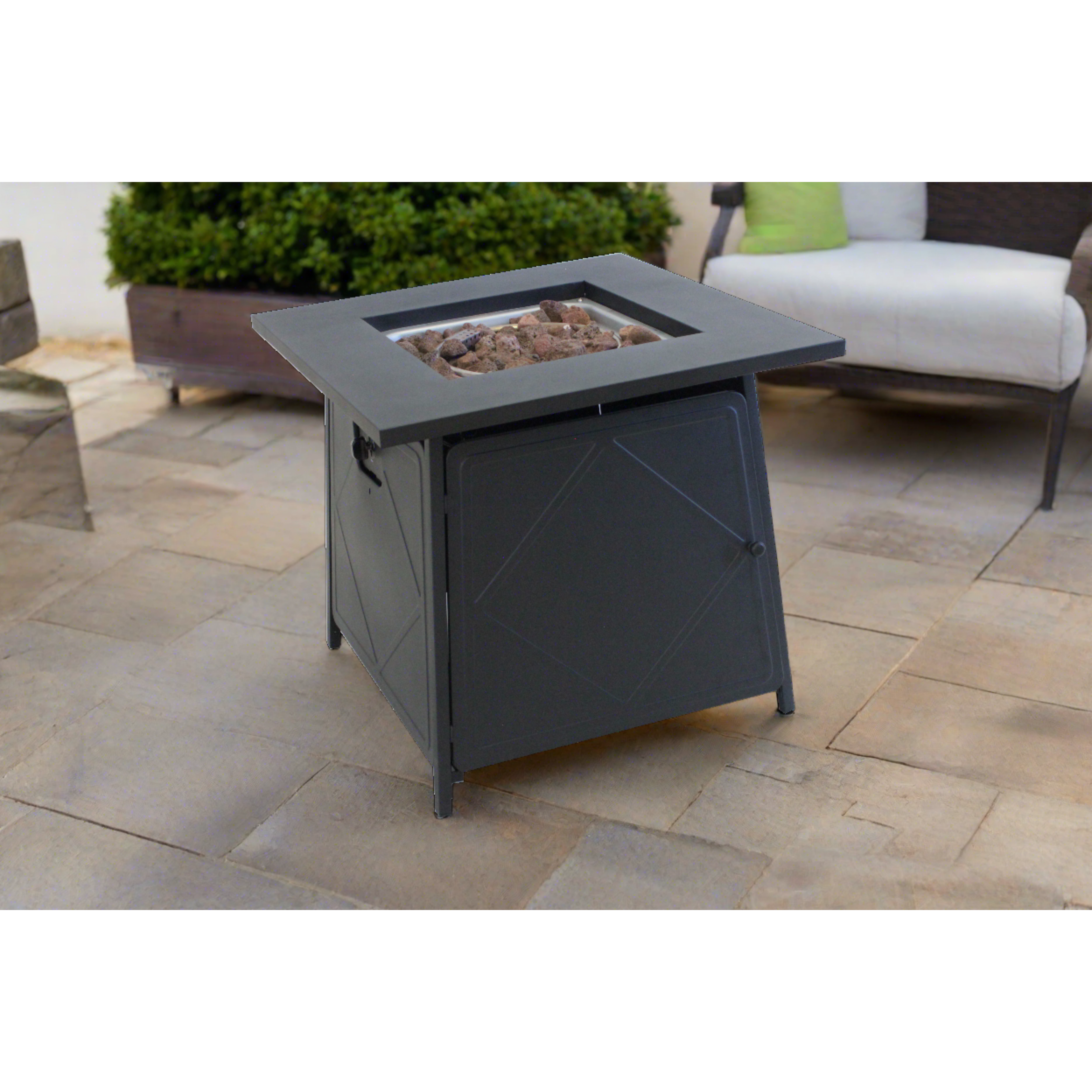 Gas Firetable With Lava Rocks & Lid