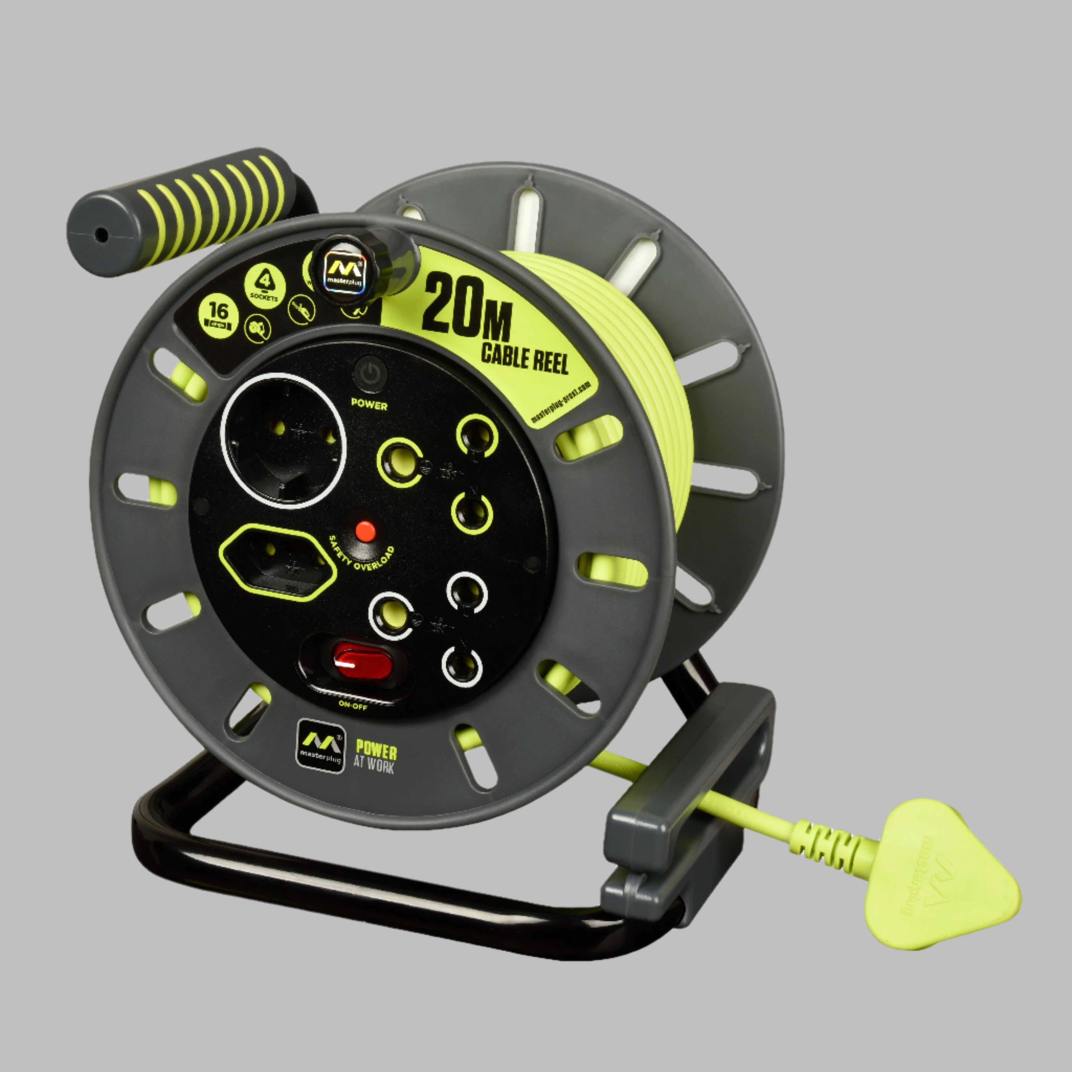 Pro Xt 20m Medium Duty Cable Open Reel 4 Socket With Switch