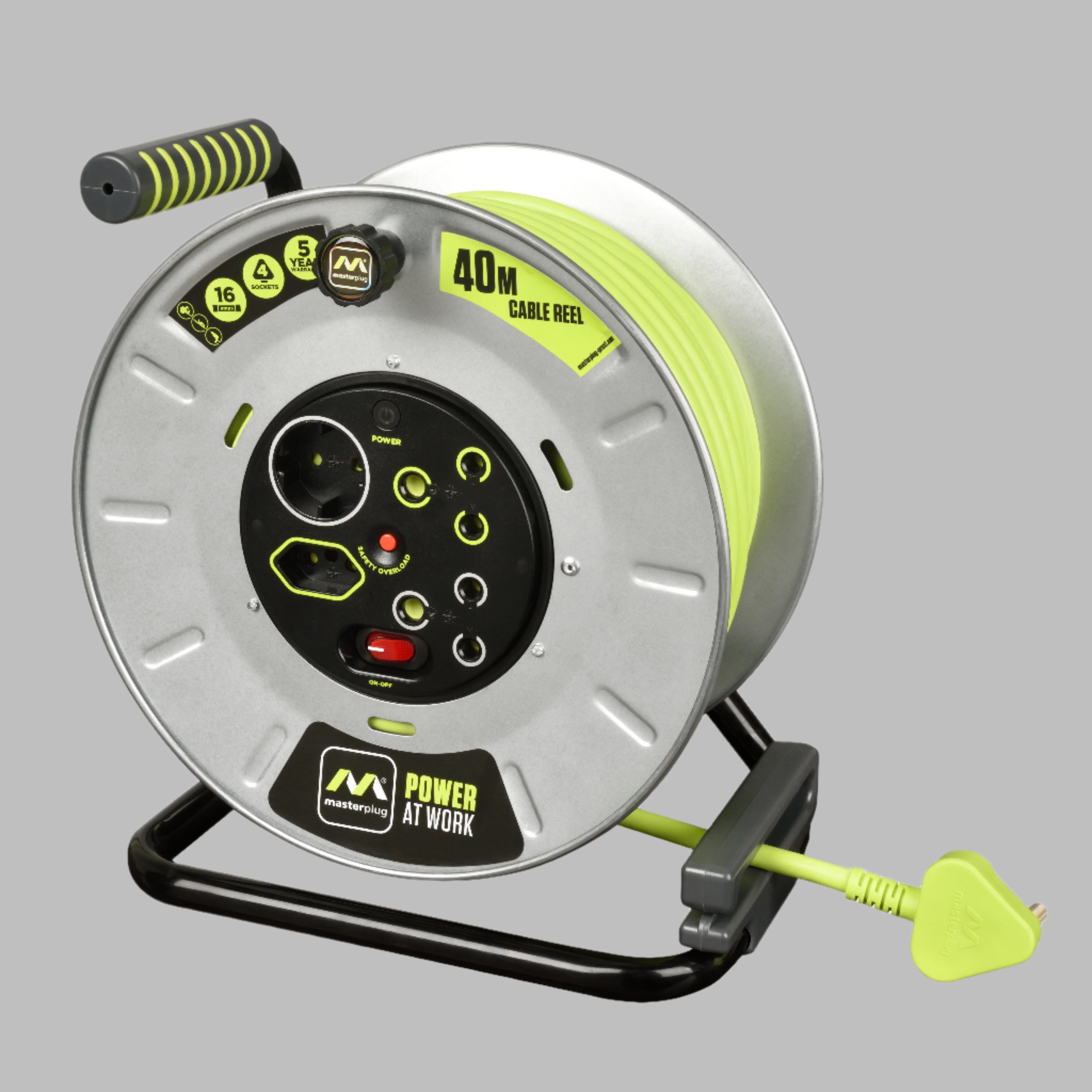 Pro Xt 40m Heavy Duty Extension Cable Reel 4 Socket With Switch