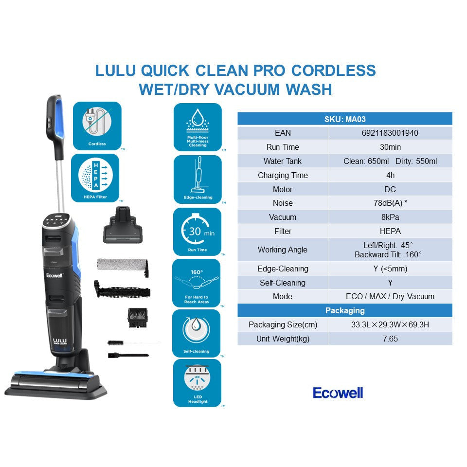 Lulu Quick Clean Pro Cordless Wet/Dry Vacuum & Wash