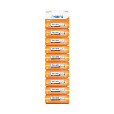 Philips Longlife Zinc Aa Batteries 1.5 V 10 Blister Tear Off Card - Livestainable.co.za