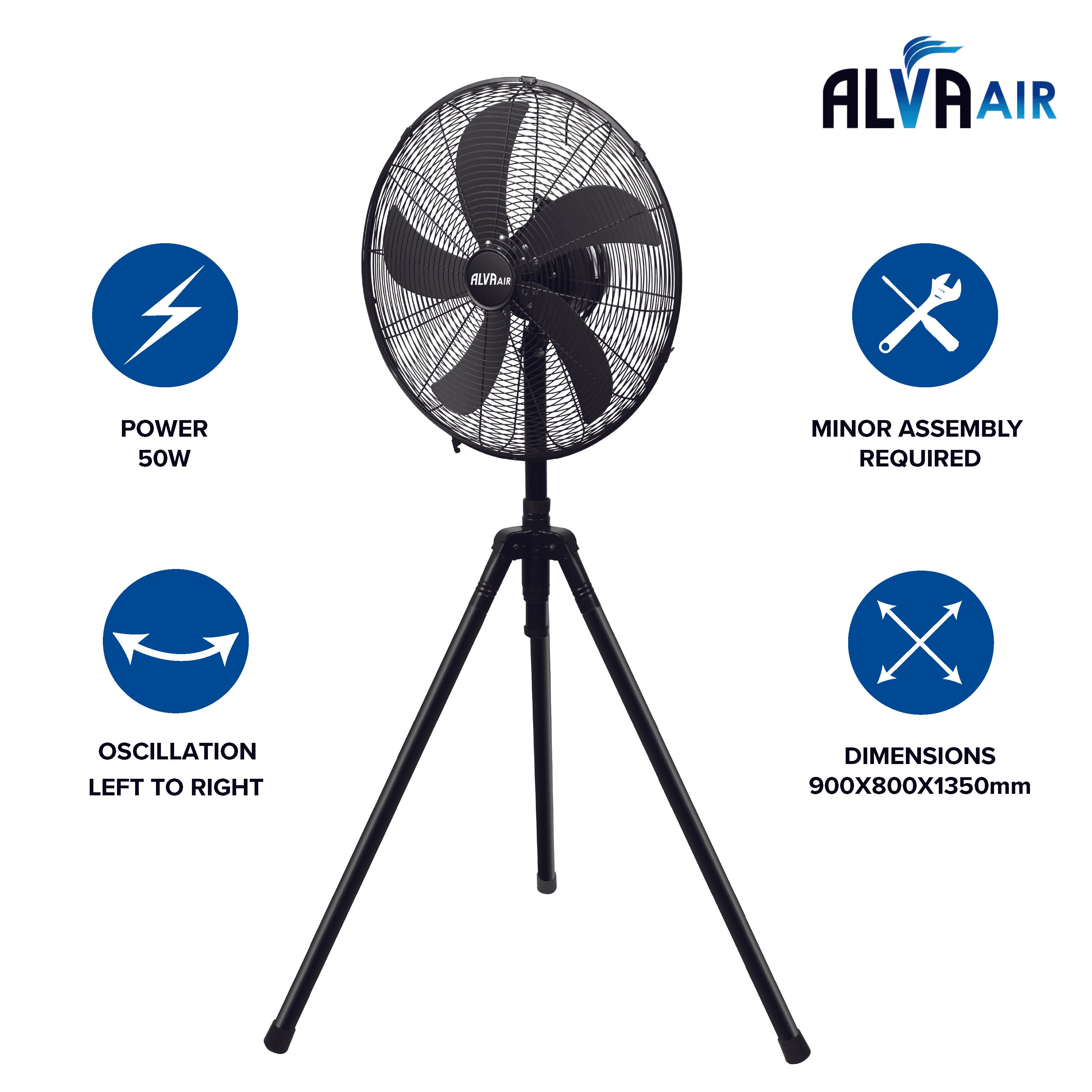 40cm Tripod Fan (Matt Black)