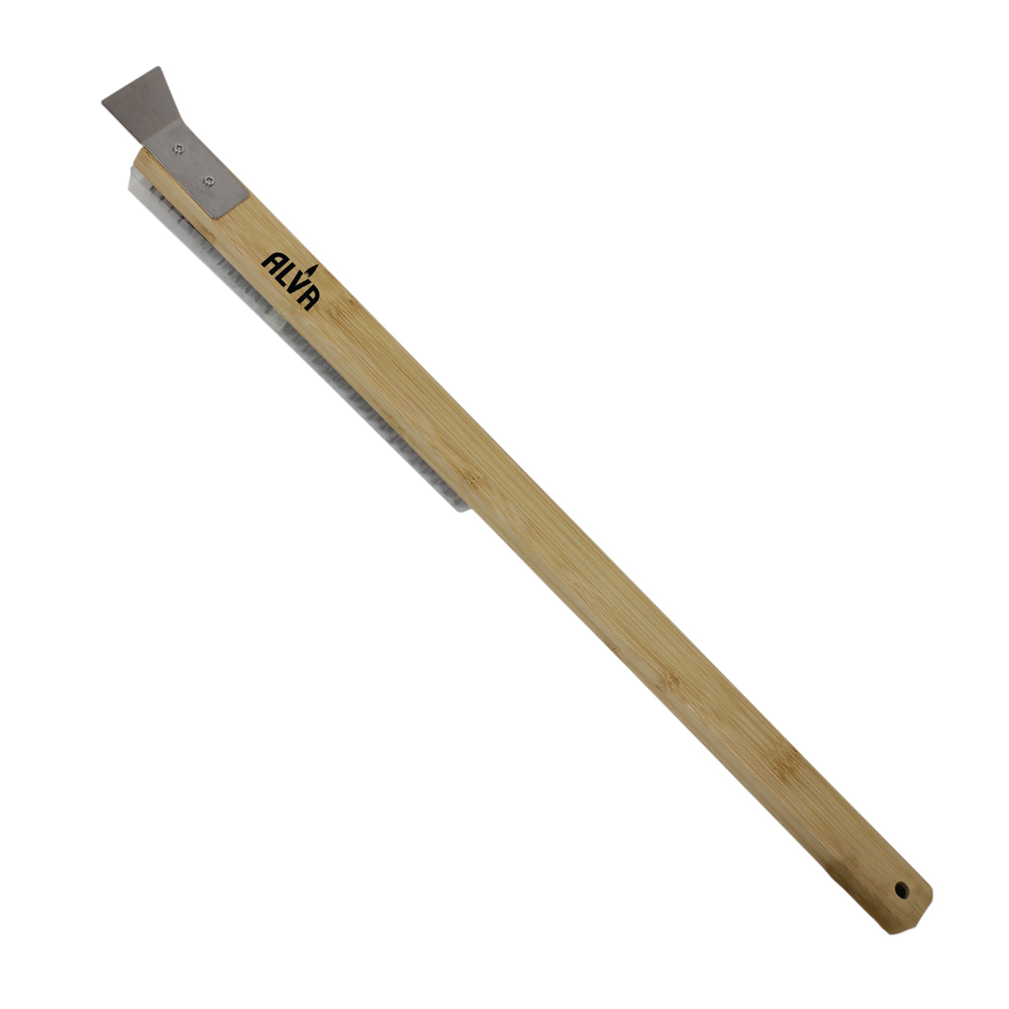 Pizza Oven Metal Bristle Brush With Scraper 57cm