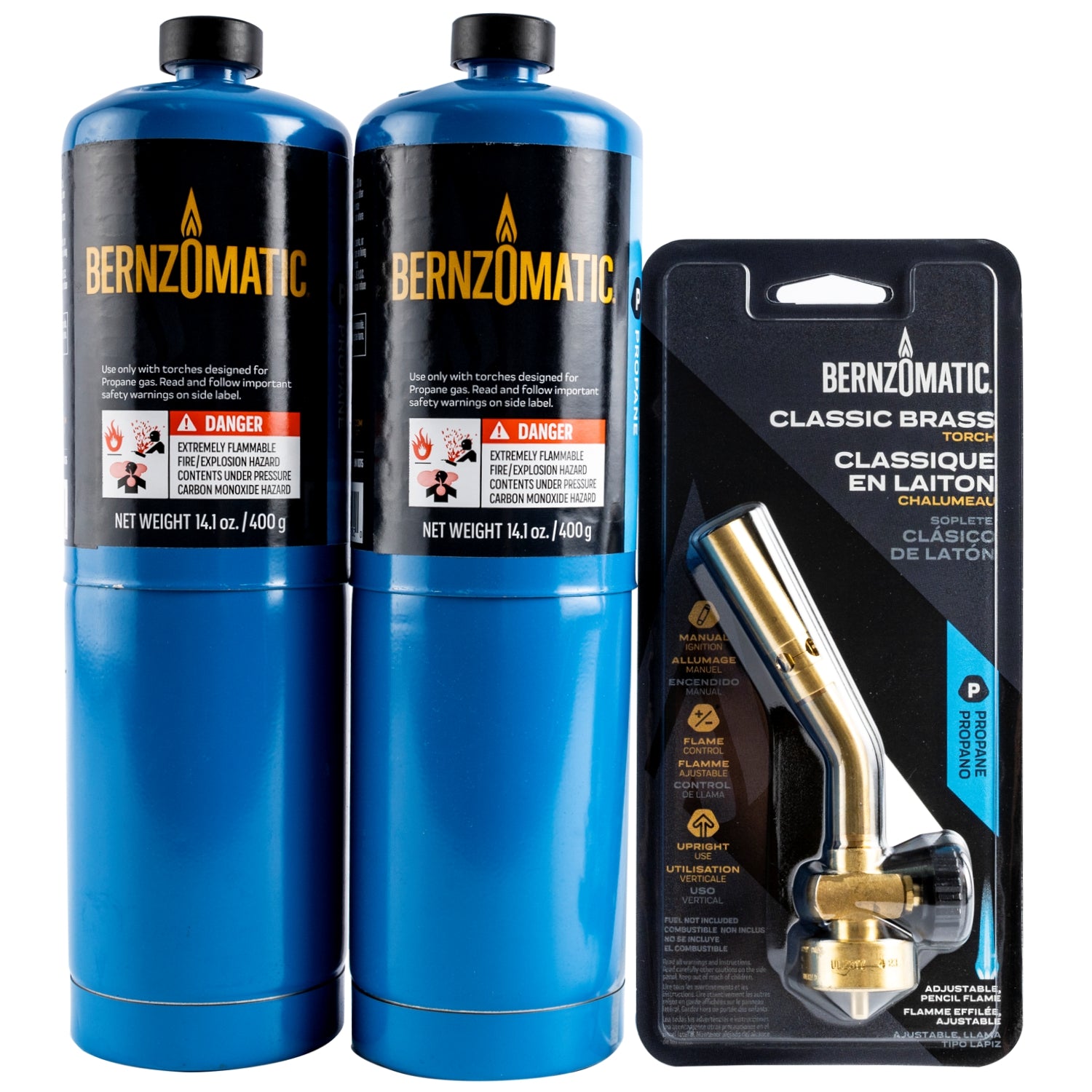 Bernzomatic Combo Pack 2 X Propane Cylinder C/W Pencil Flame Torch