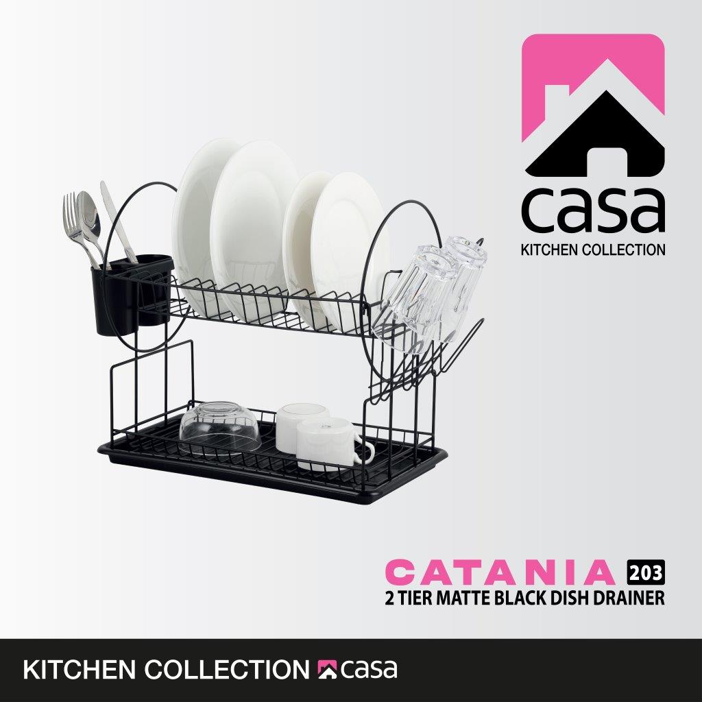Dish Draining Rack 2 Tier Catania 203 Matt Black