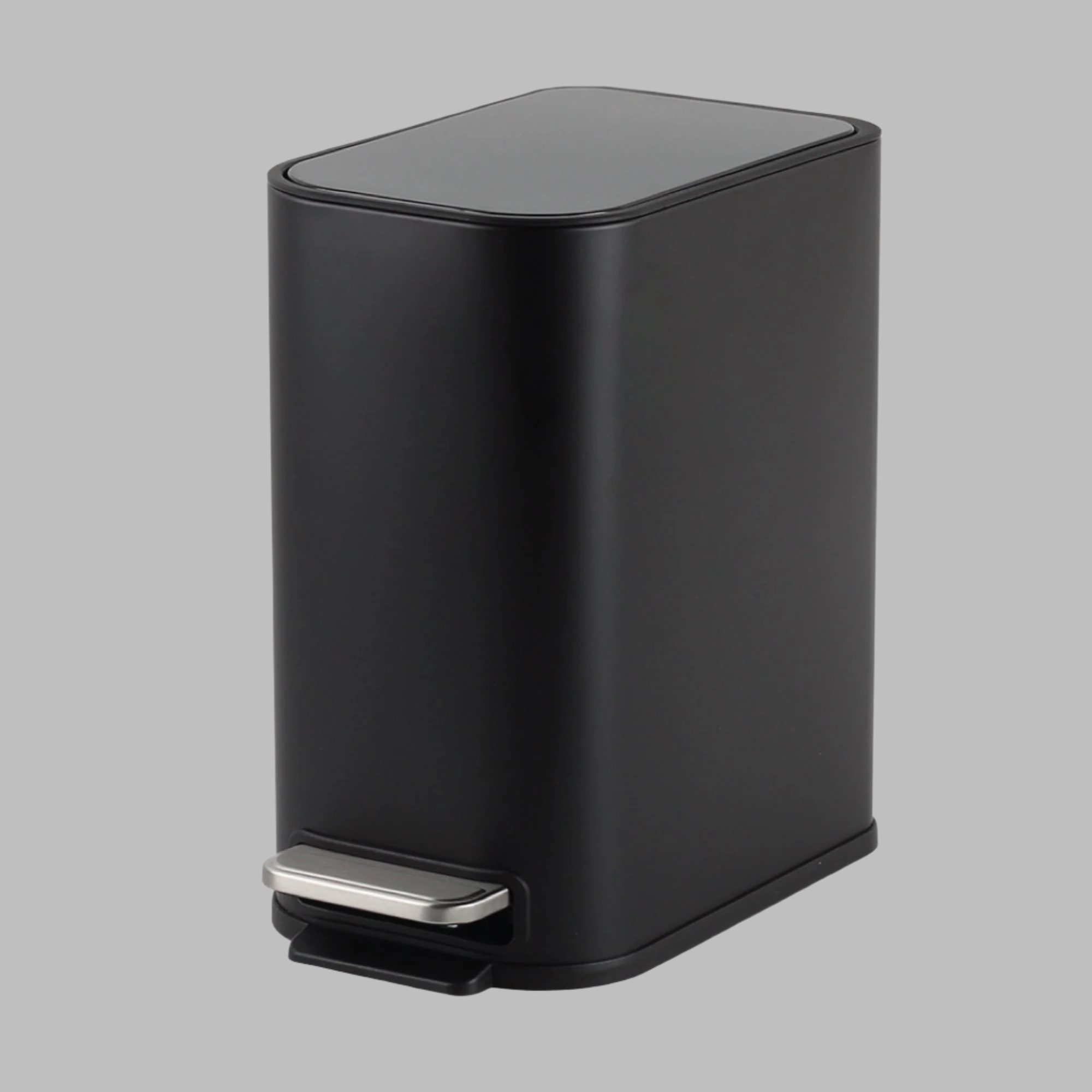 5 L Slimline Rectangle Steel Pedal Bin Matte Black Trento