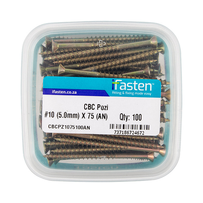 Ifasten Cbc Pozi No10 5.0 Mmx75 Mm 100 Pt