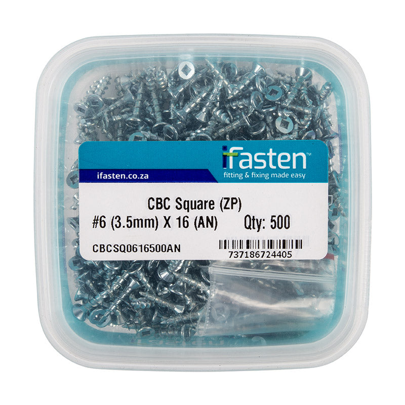 Ifasten Cbc Square No6 Zp 3.5 Mmx16 Mm 500 Pt + Bit