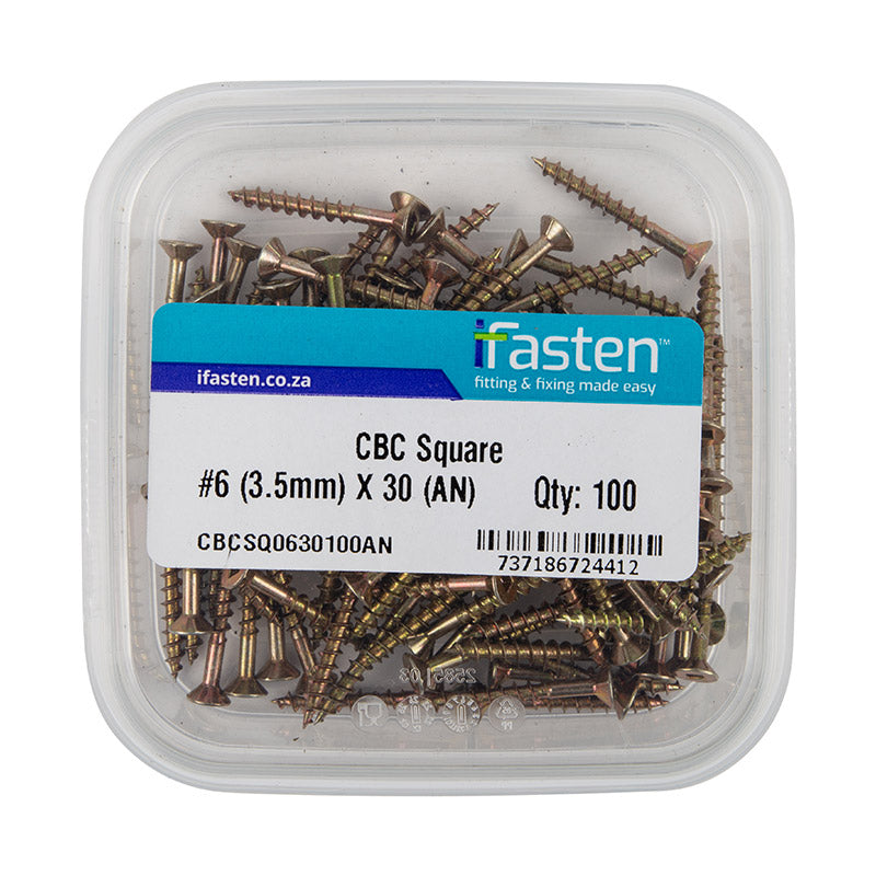 Ifasten Cbc Square No6 3.5 Mmx30 Mm 100 Pt